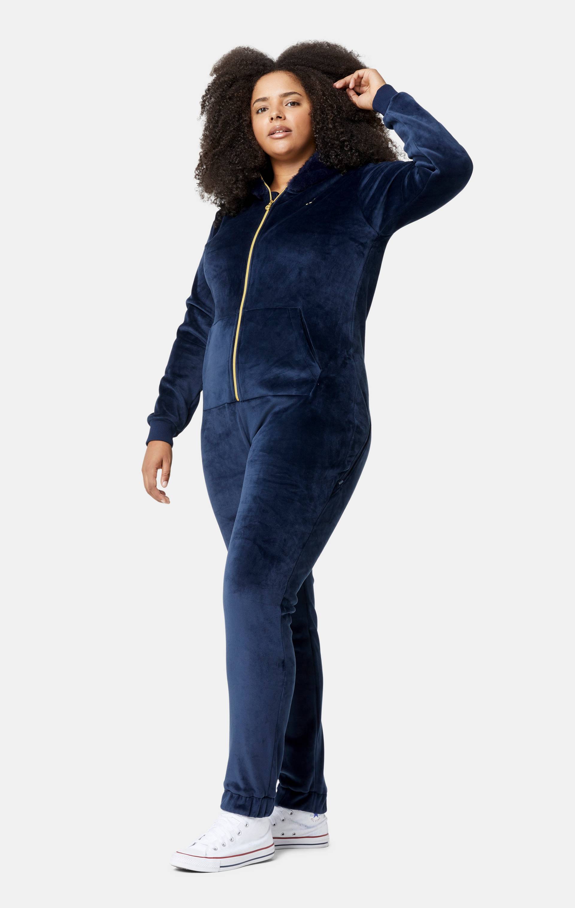 Onepiece Alps Soft Velvet Fitted Jumpsuit Navy - 4
