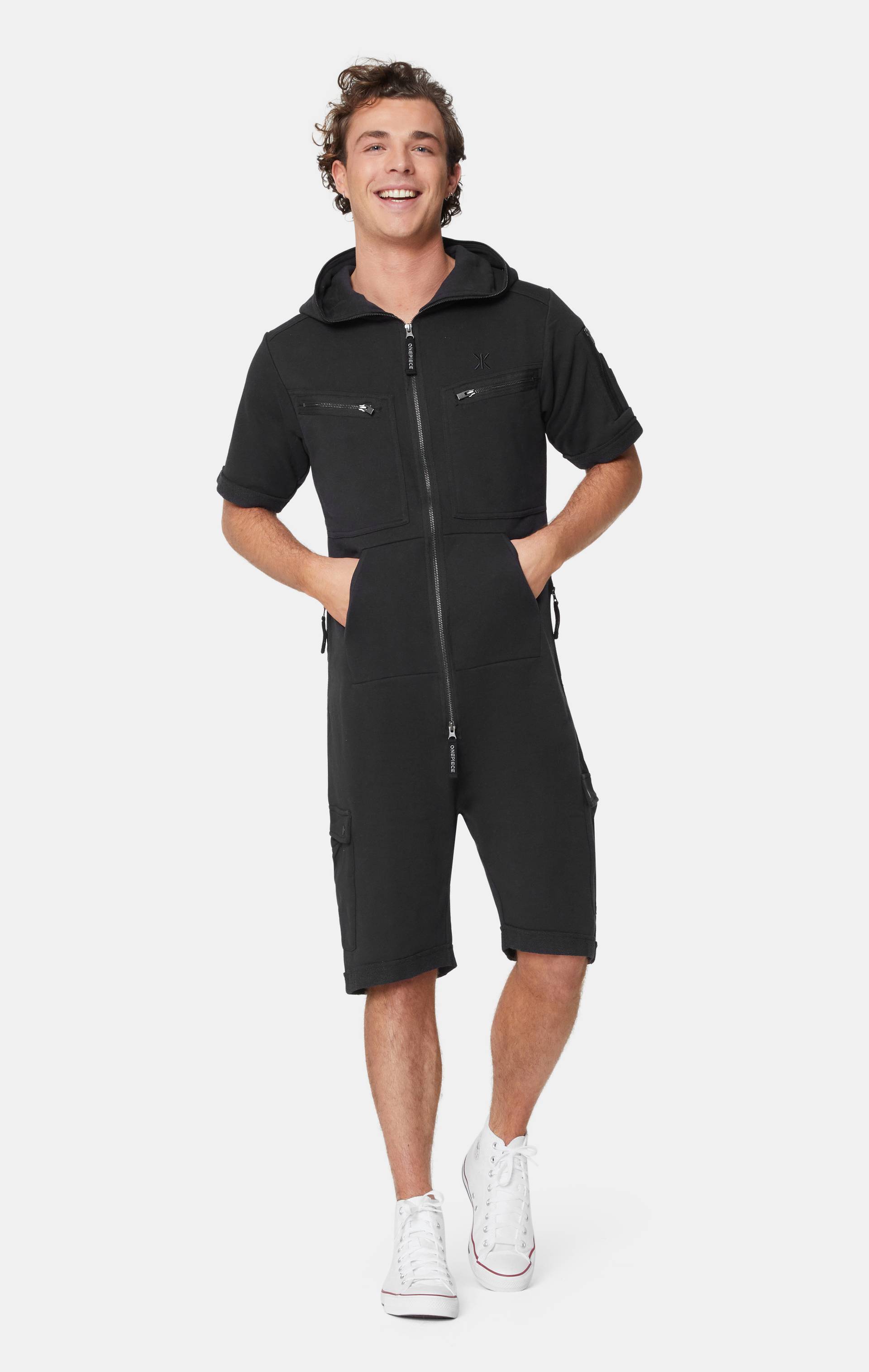 Onepiece Cargo Short Jumpsuit Black - 2