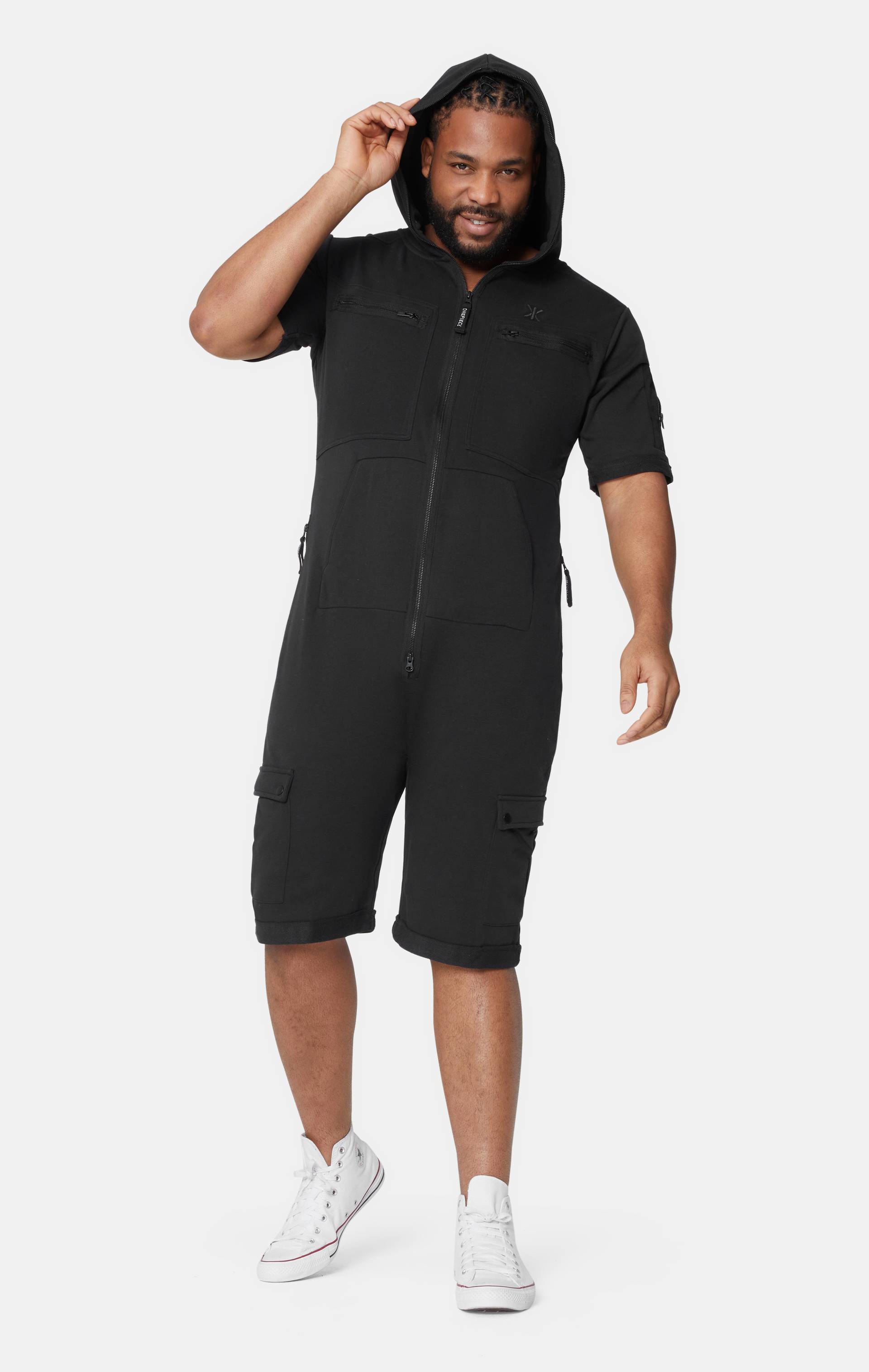 Onepiece Cargo Short Jumpsuit Black - 9