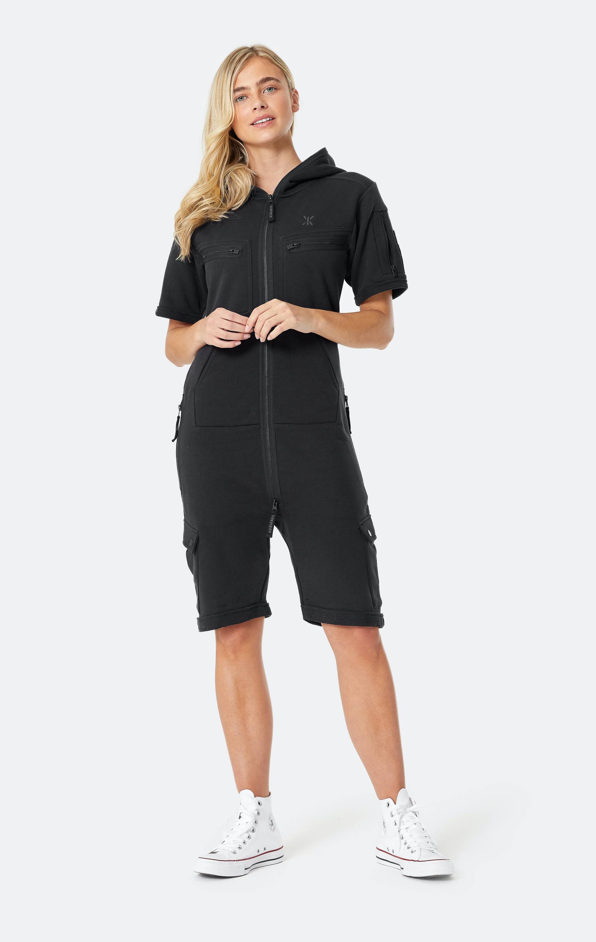 Onepiece Cargo Short Jumpsuit Black - 12