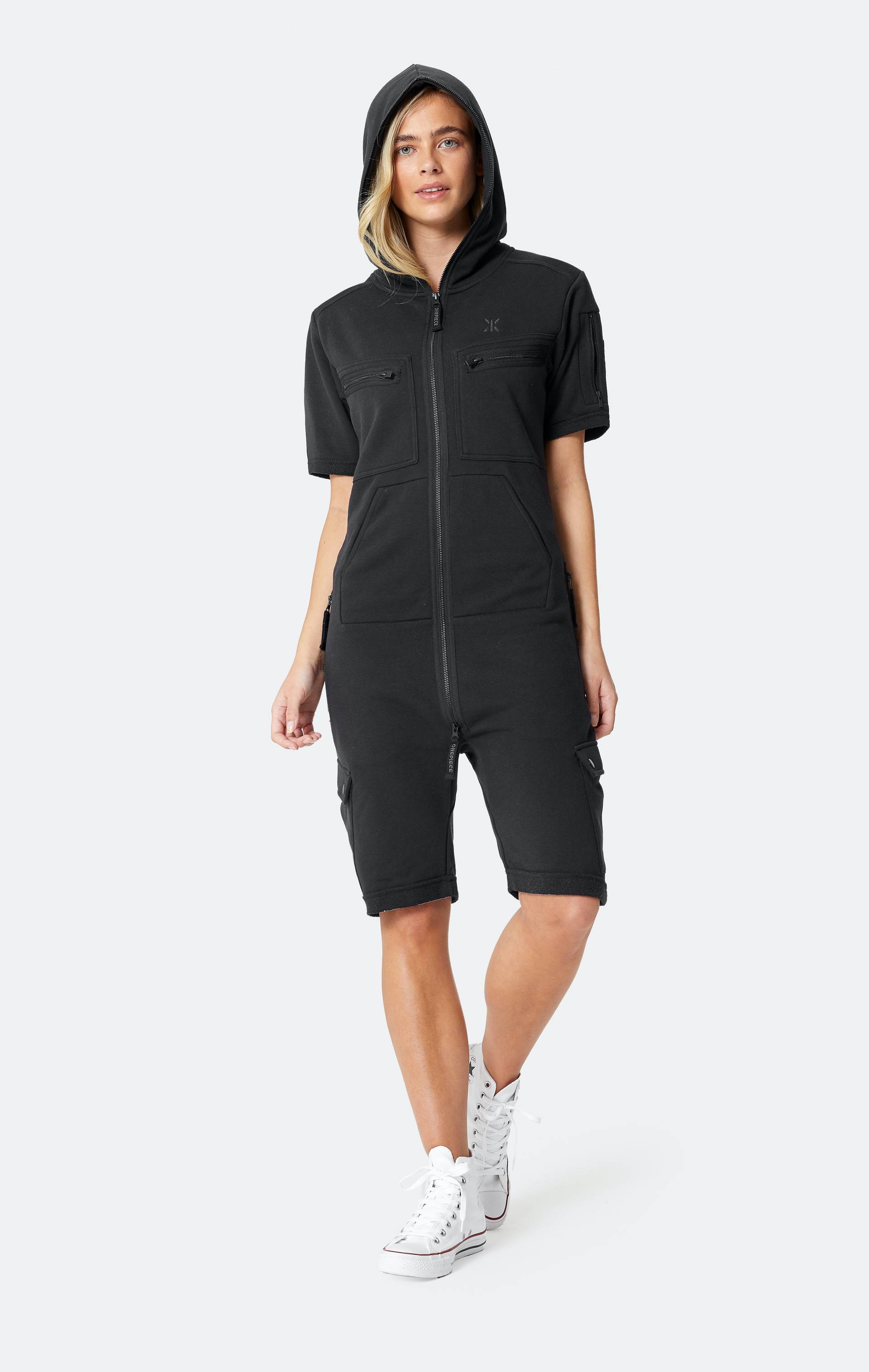 Onepiece Cargo Short Jumpsuit Black - 10