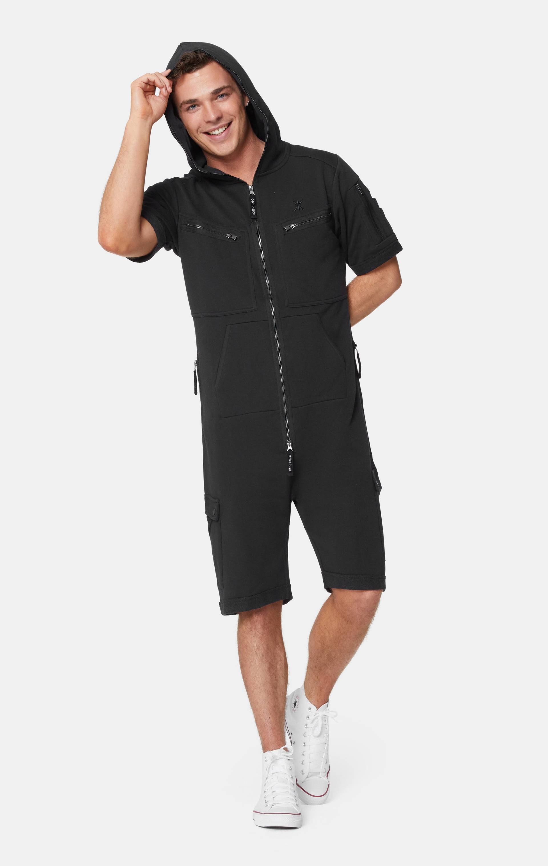 Onepiece Cargo Short Jumpsuit Black - 4