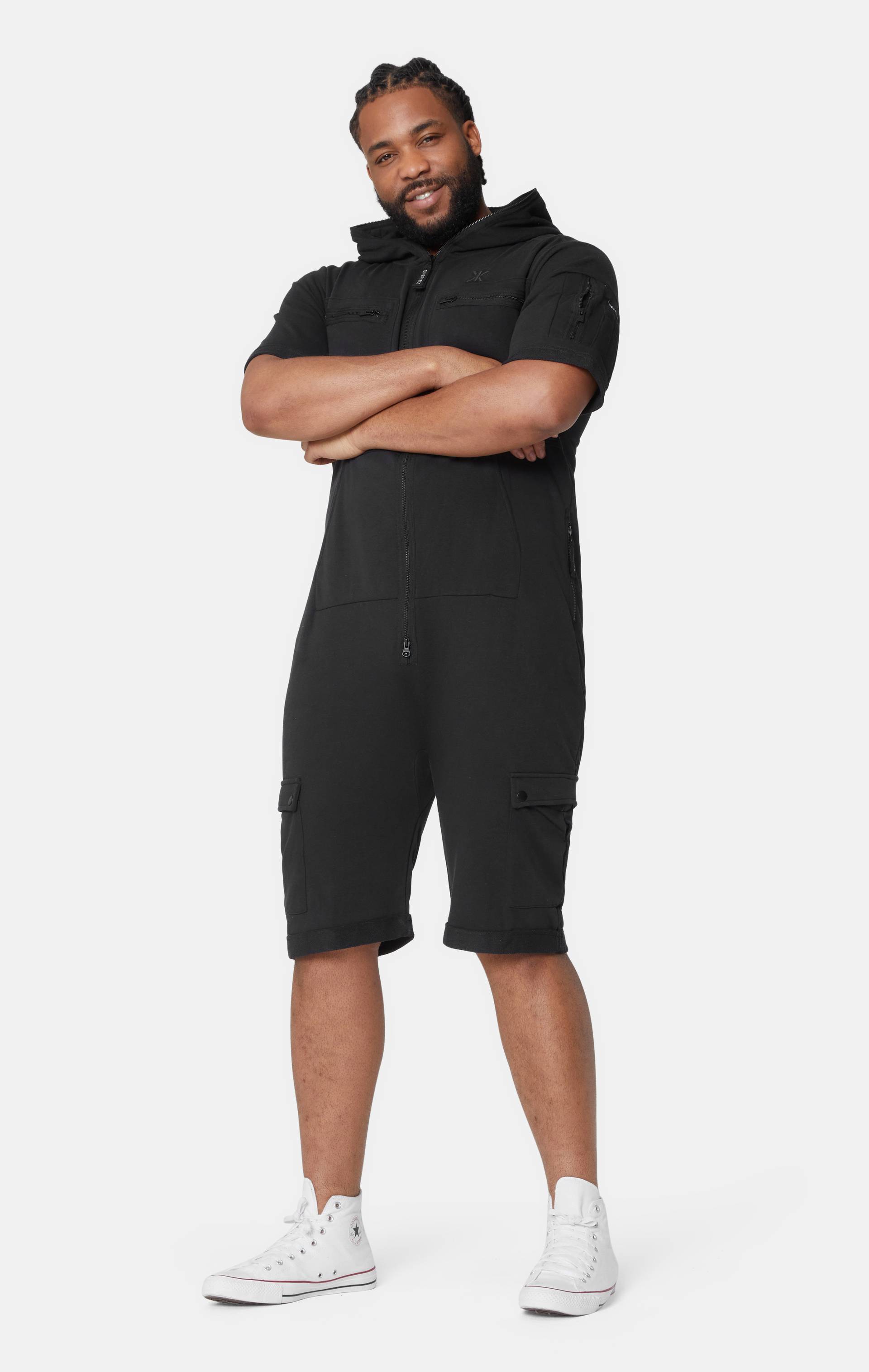 Onepiece Cargo Short Jumpsuit Black - 7