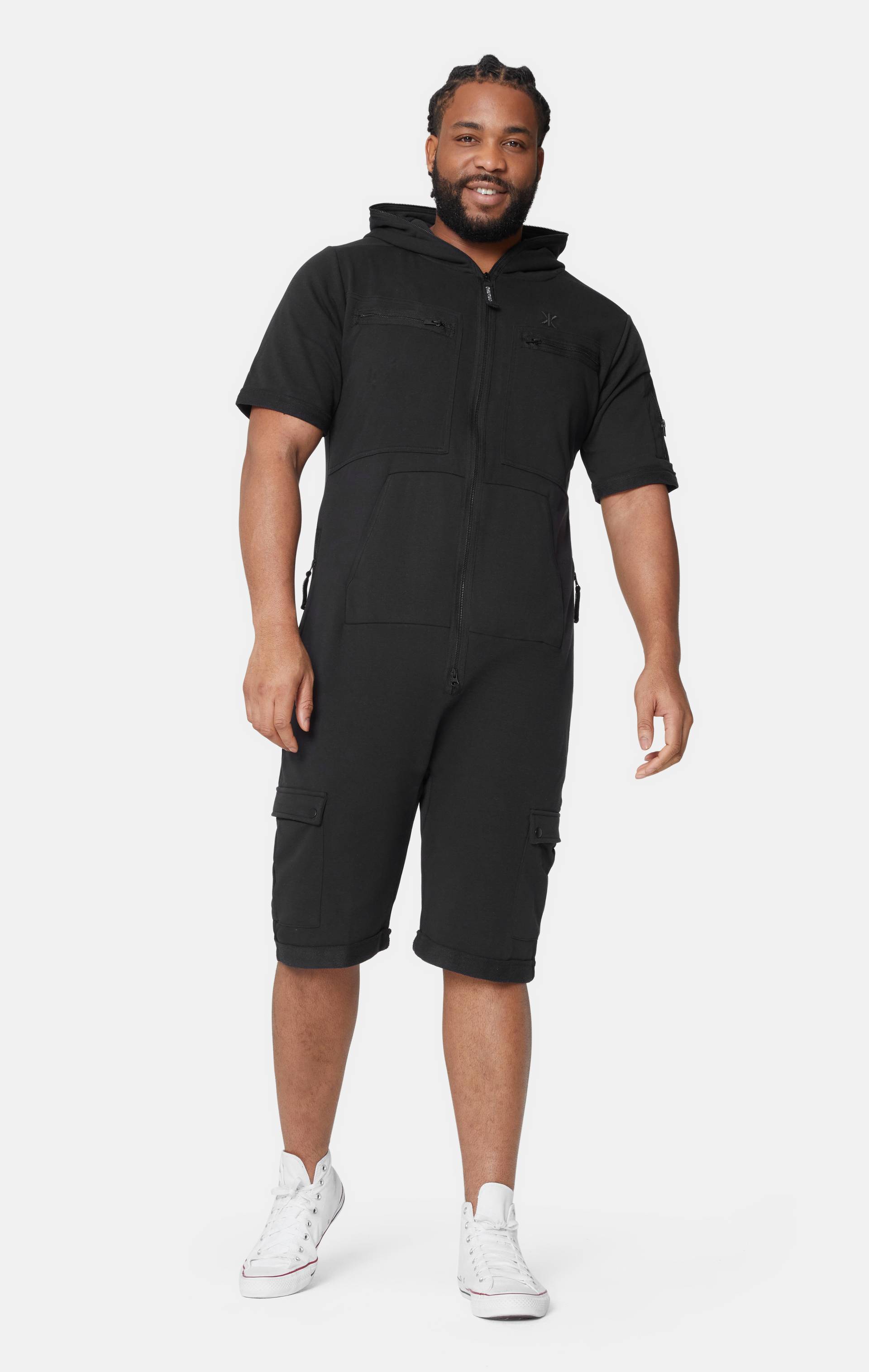Onepiece Cargo Short Jumpsuit Black - 5