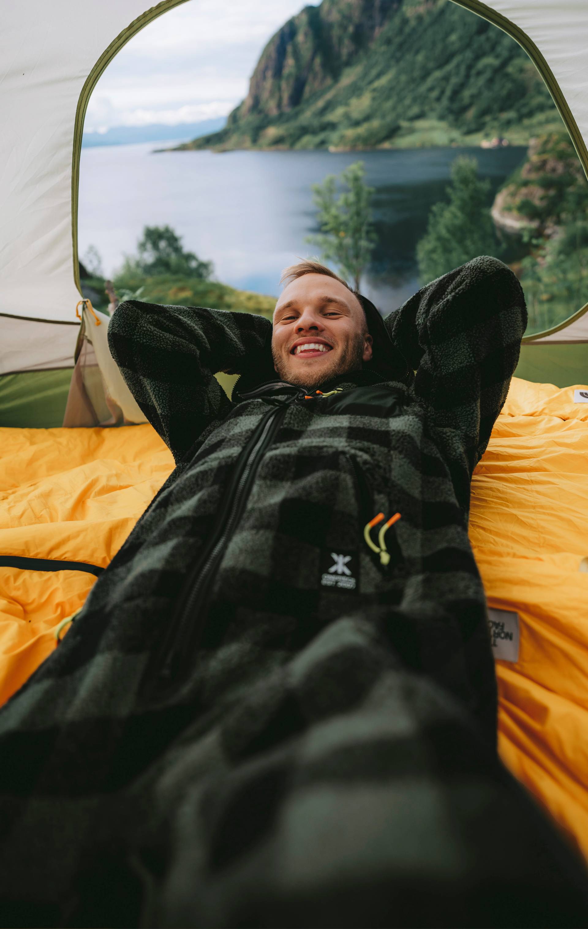 Onepiece Checkered Fleece Jumpsuit Green - 9