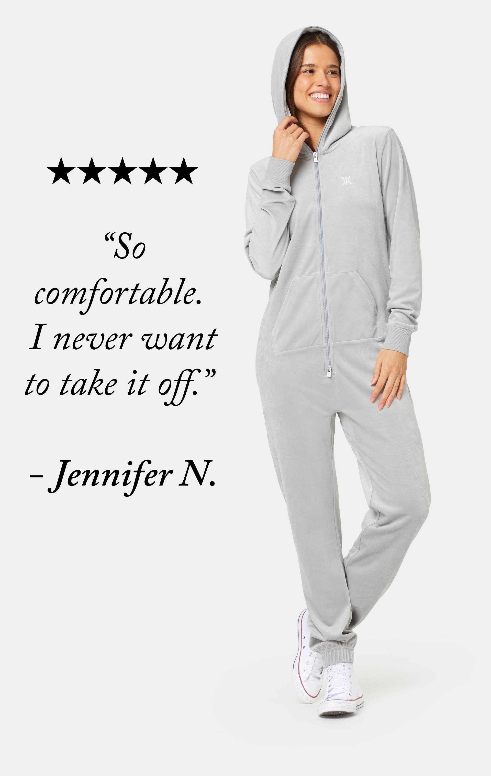 Onepiece Original Velvet Jumpsuit Light Grey - 7