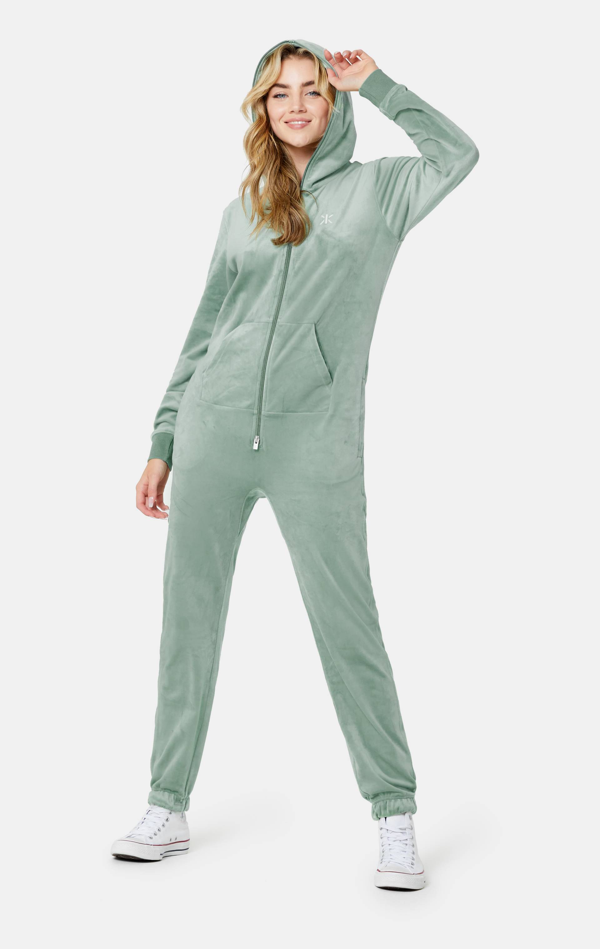 Onepiece Original Velvet Jumpsuit Light Green - 8