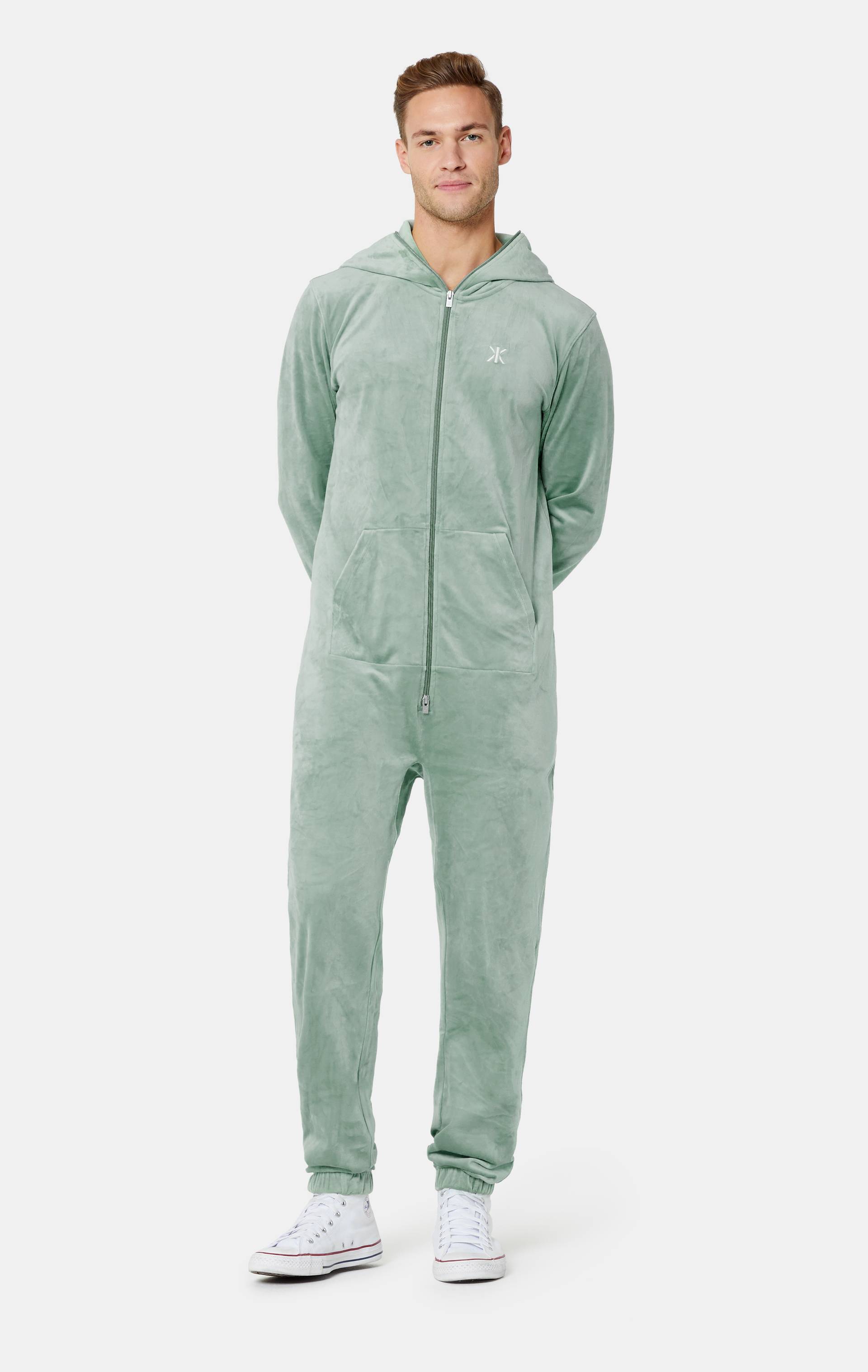 Onepiece Original Velvet Jumpsuit Light Green - 2