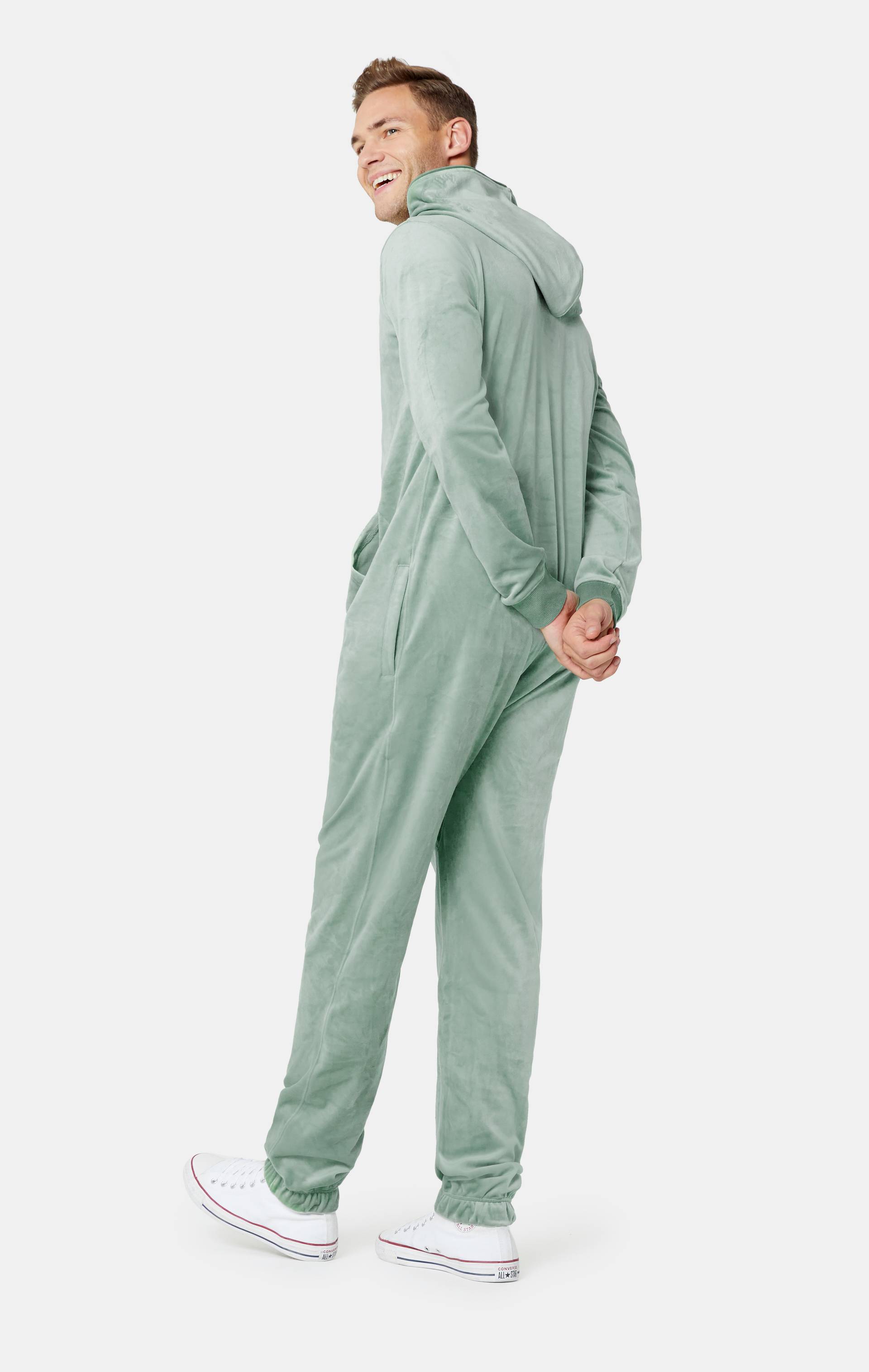 Onepiece Original Velvet Jumpsuit Light Green - 3