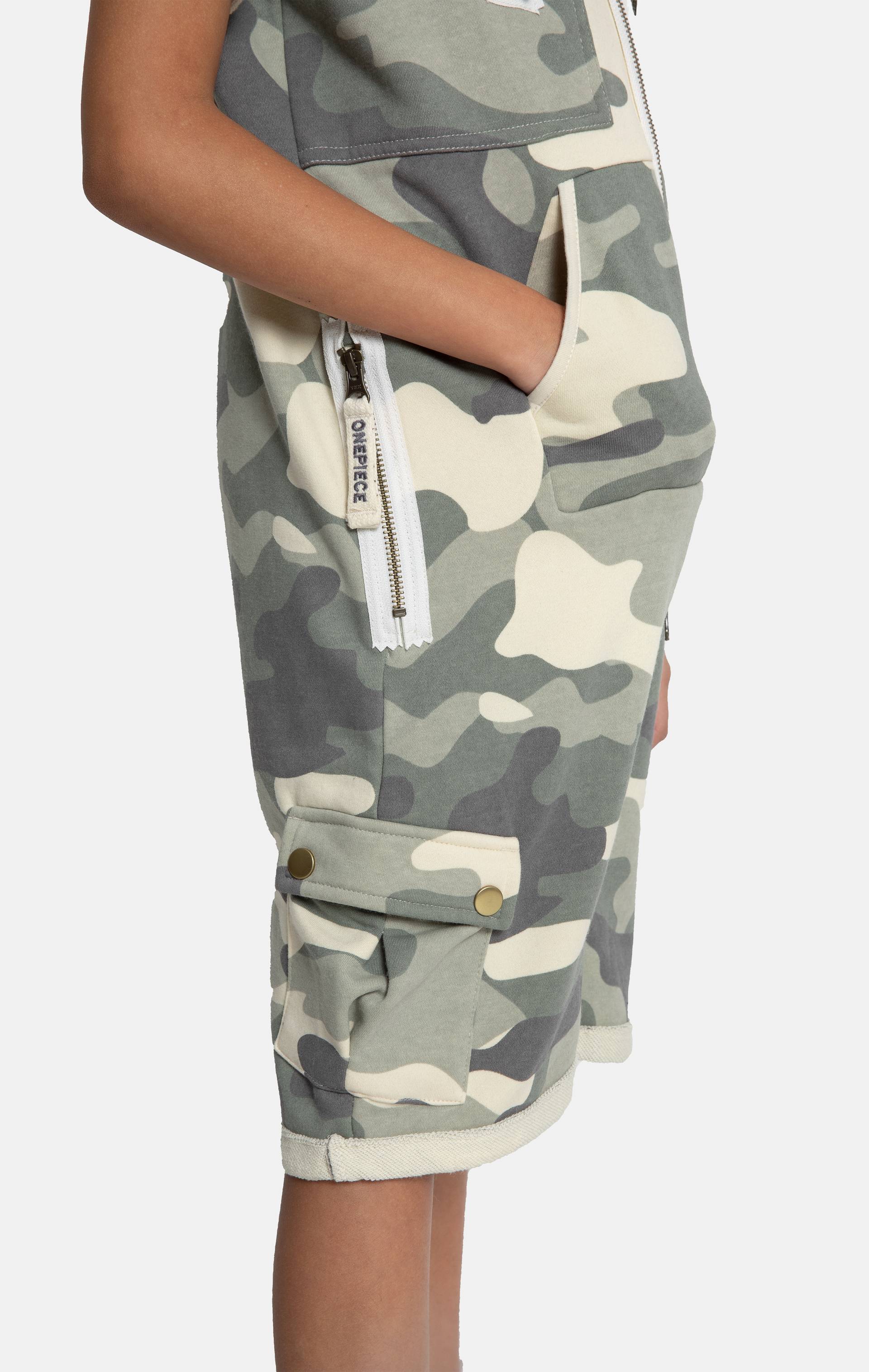 Onepiece Cargo Short Kids Jumpsuit Green Camo - 6