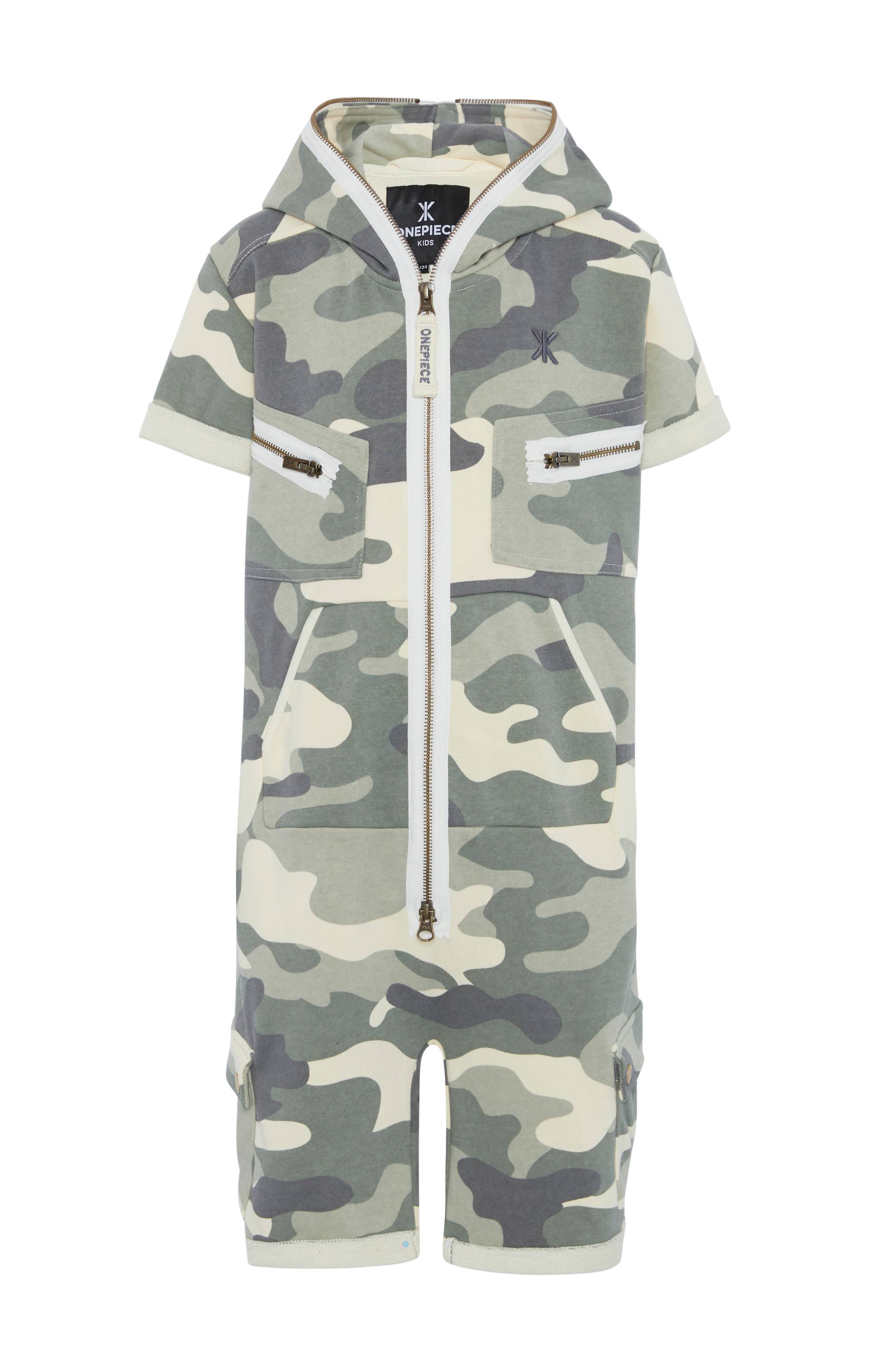Onepiece Cargo Short Kids Jumpsuit Green Camo - 7