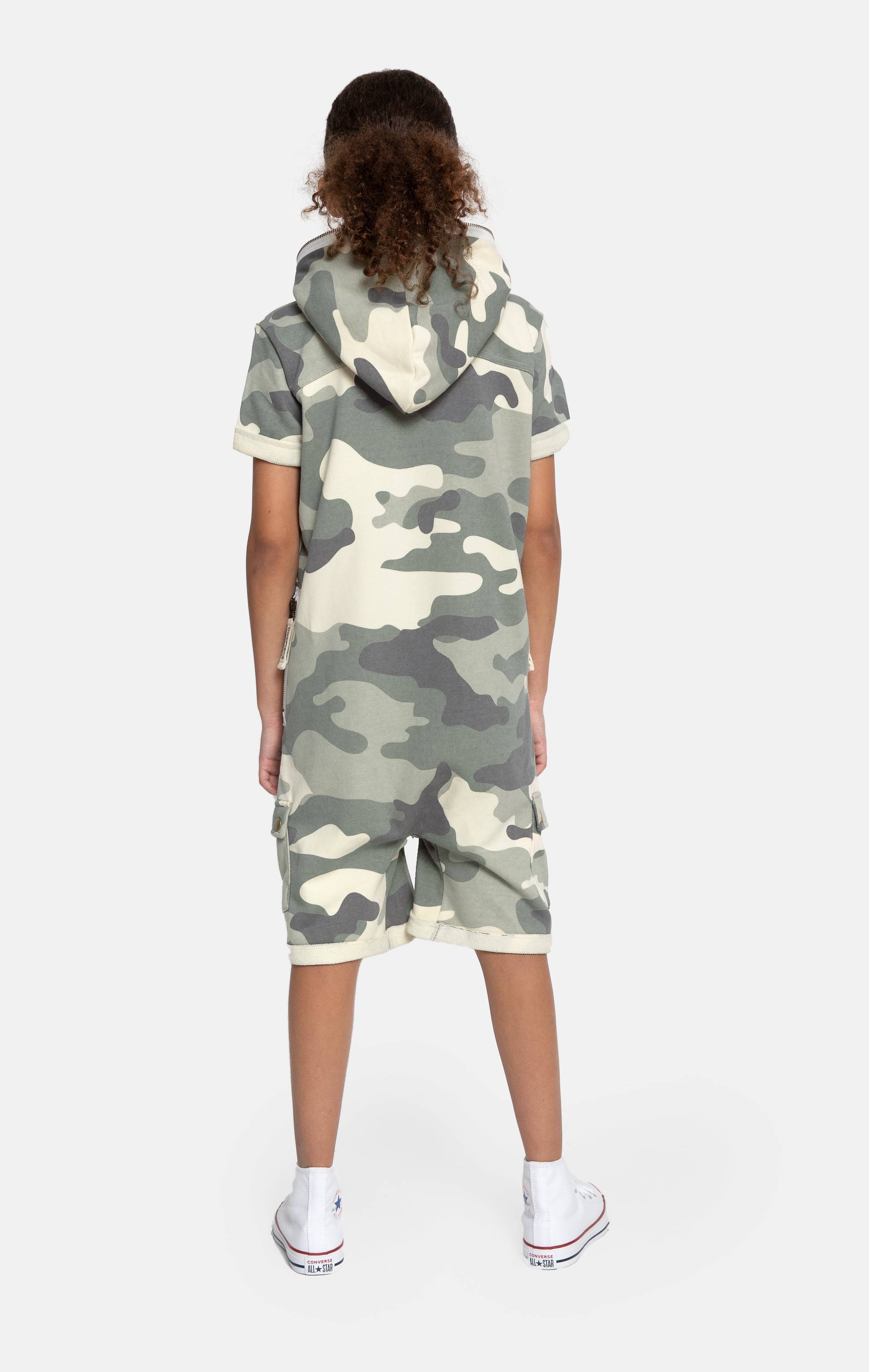 Onepiece Cargo Short Kids Jumpsuit Green Camo - 2