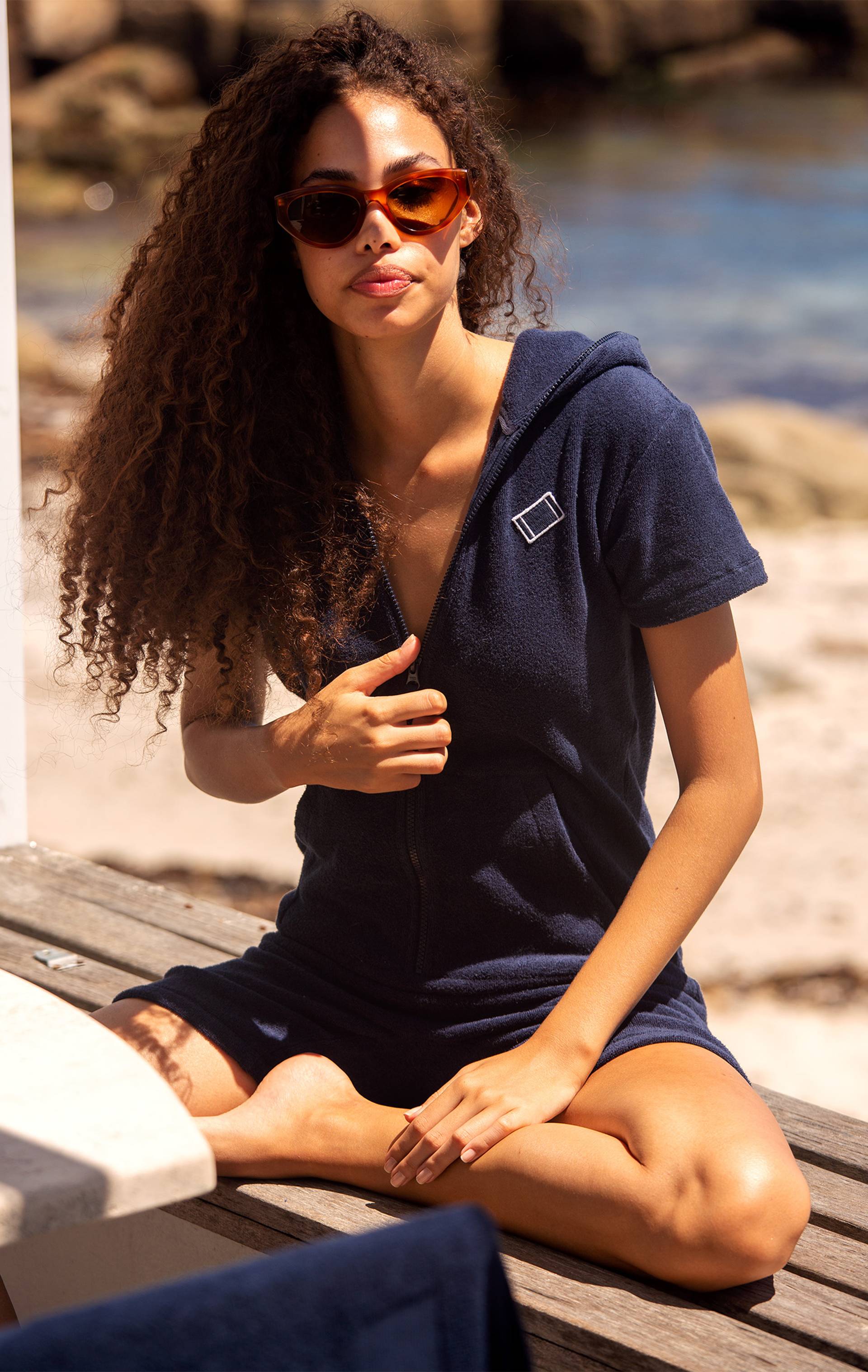 Onepiece Towel Club Fitted Short Jumpsuit Navy - 13