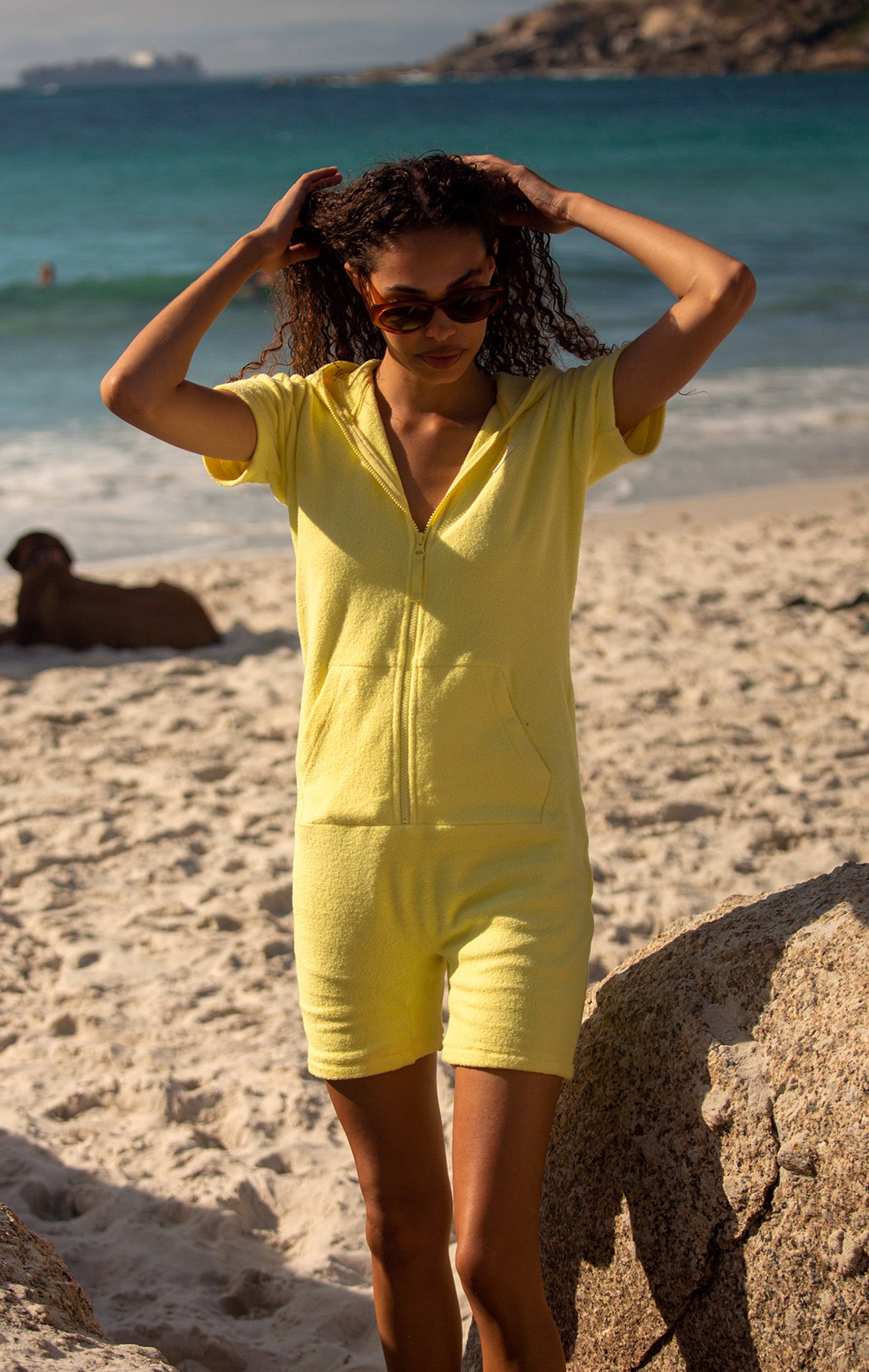 Onepiece Towel Club Fitted Short Jumpsuit Yellow - 13