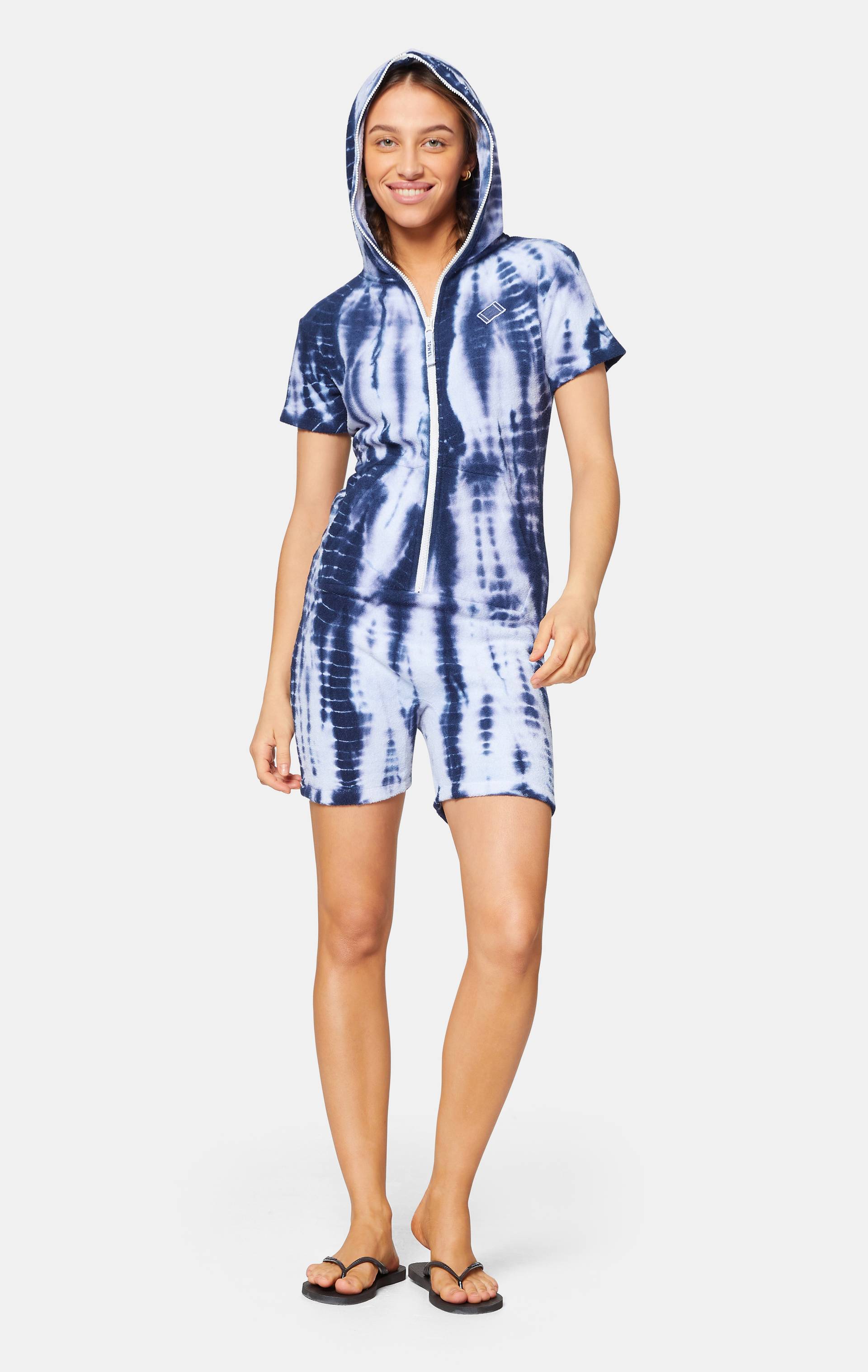Onepiece Towel Club Fitted Short Jumpsuit Blue Tie Dye - 7