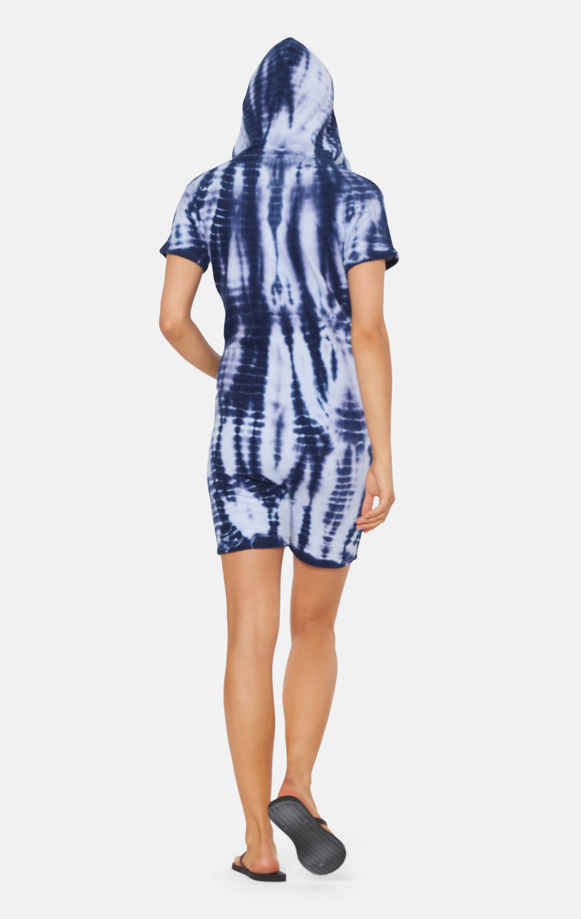 Onepiece Towel Club Fitted Short Jumpsuit Blue Tie Dye - 8