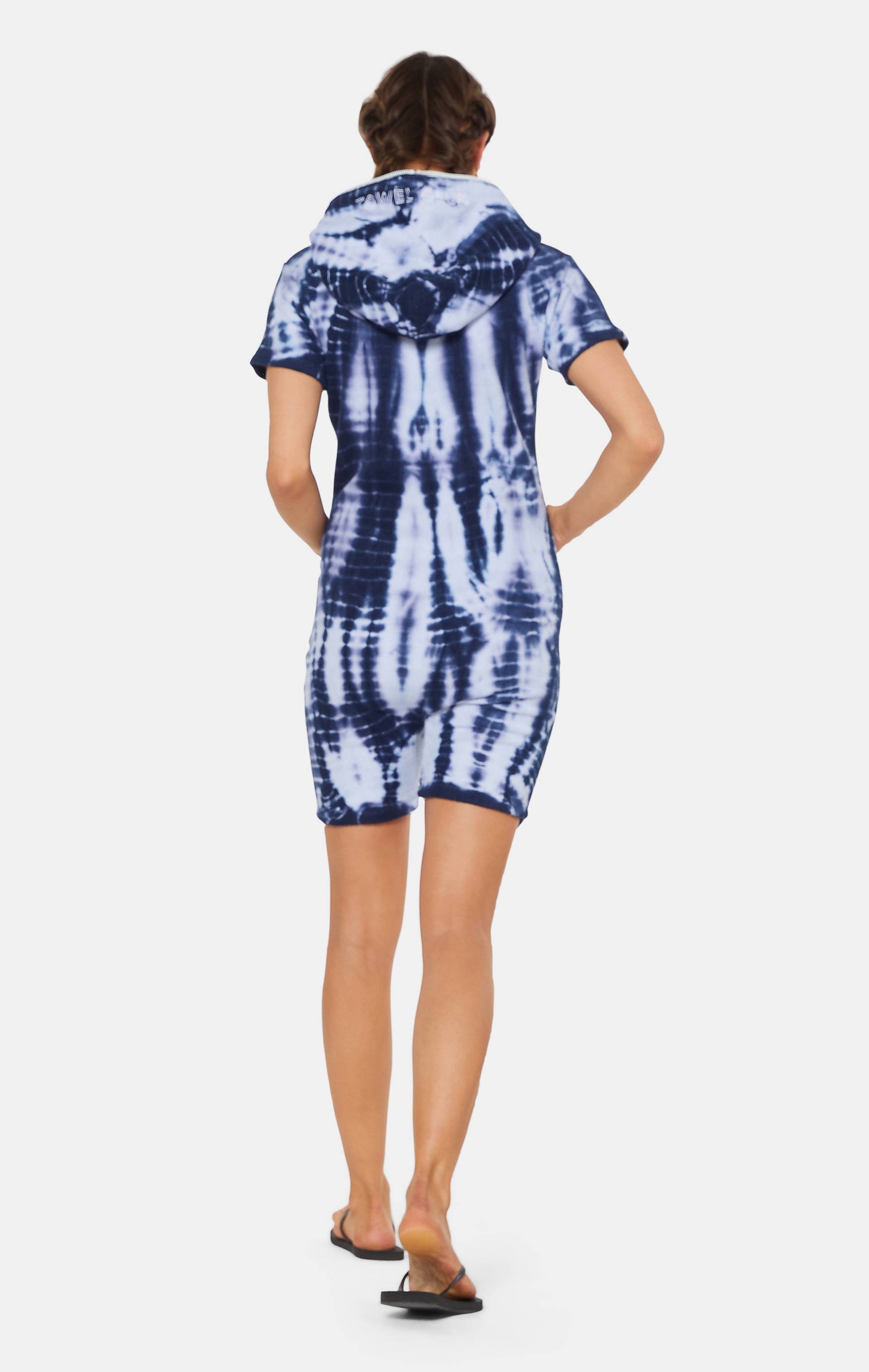 Onepiece Towel Club Fitted Short Jumpsuit Blue Tie Dye - 6