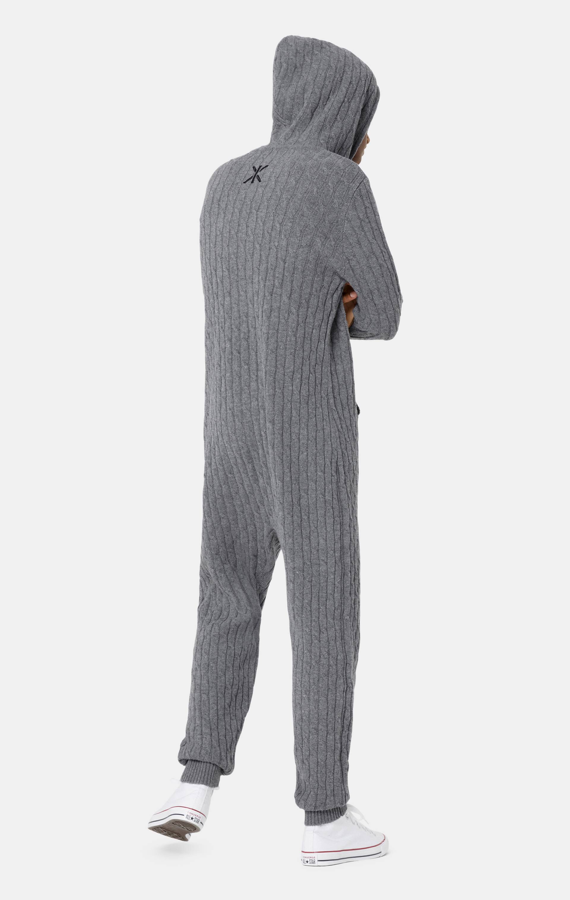 Onepiece Cable Knit Jumpsuit Dark Grey - 5