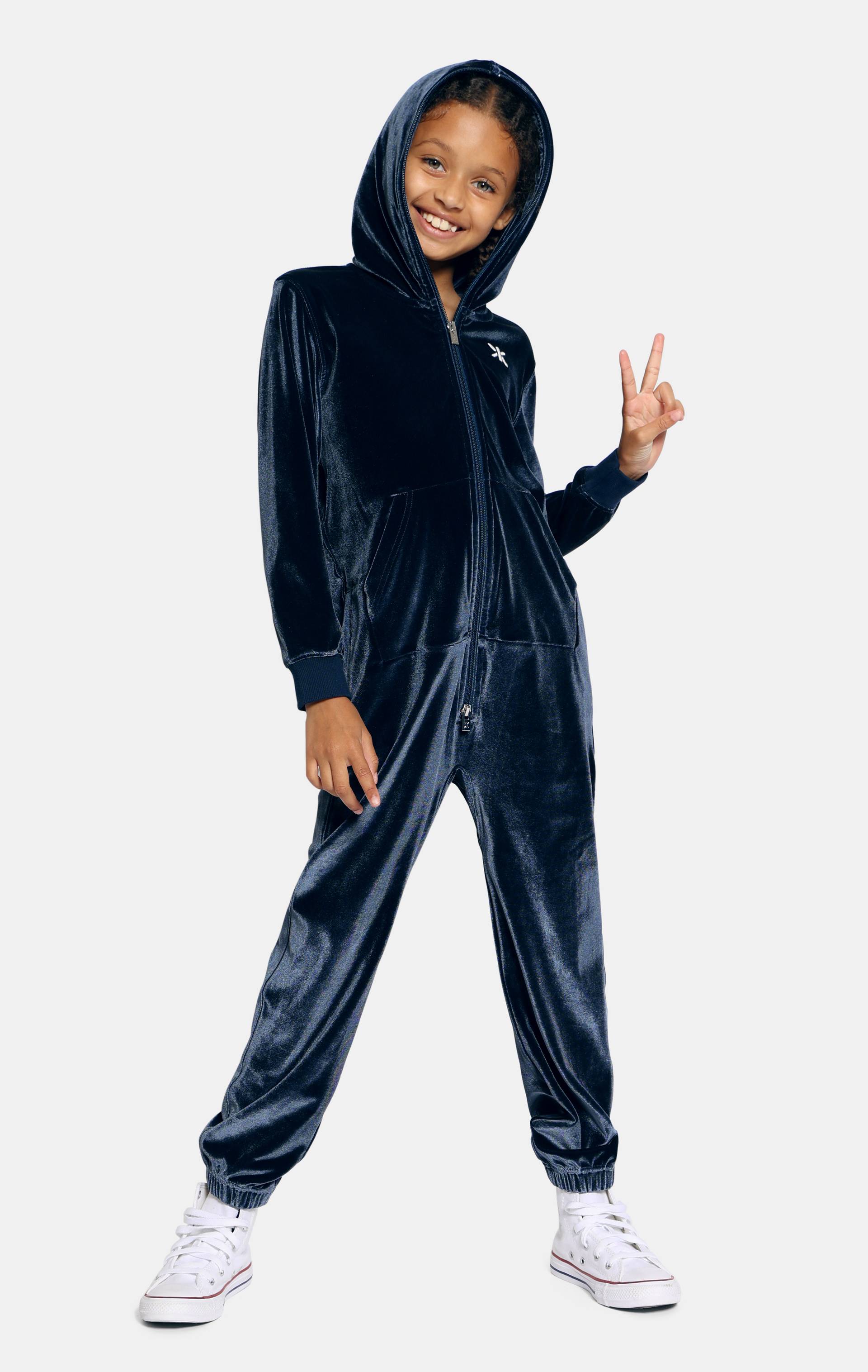 Onepiece Original Velour Kids Jumpsuit Navy - 5