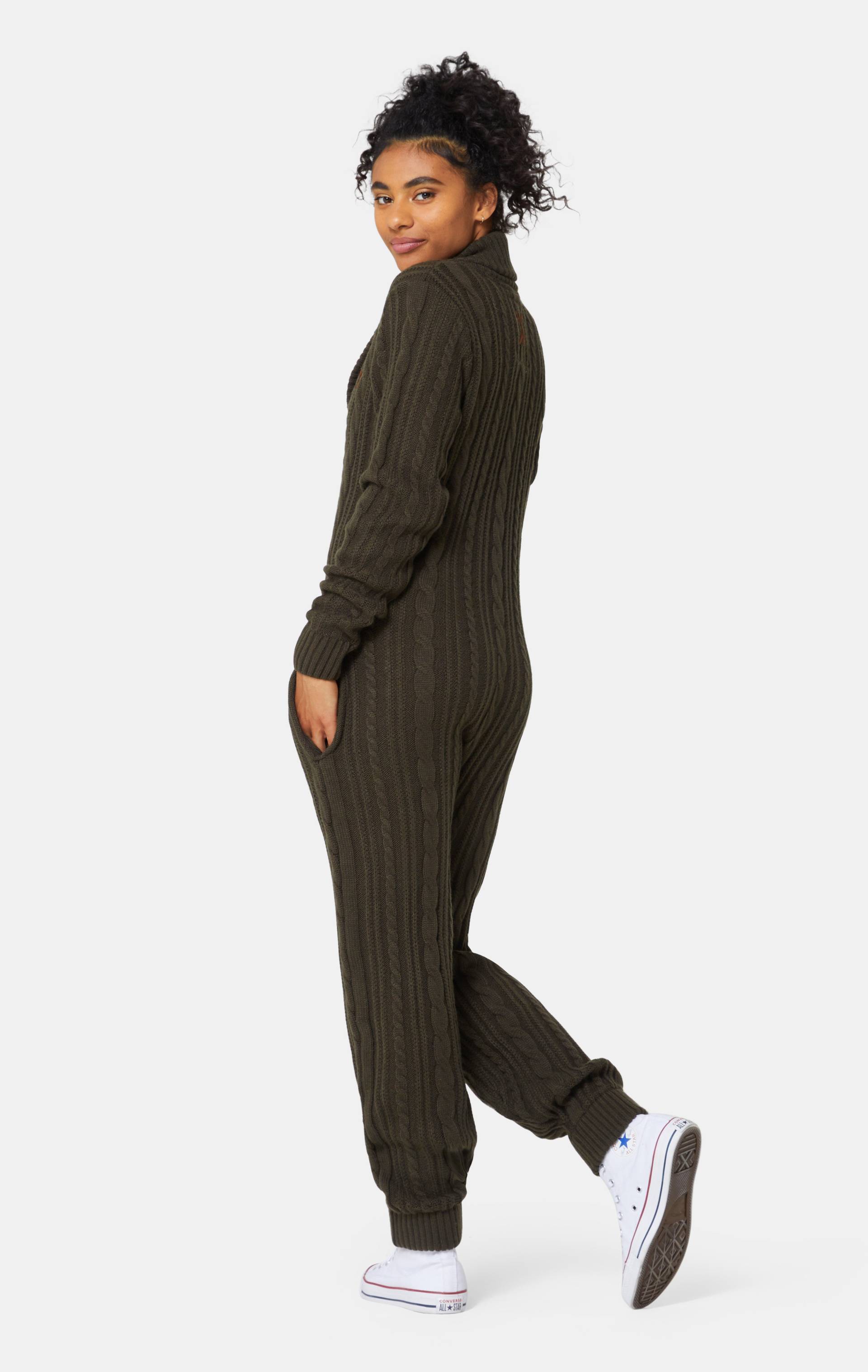 Onepiece Chunky Cardigan Jumpsuit Green - 10