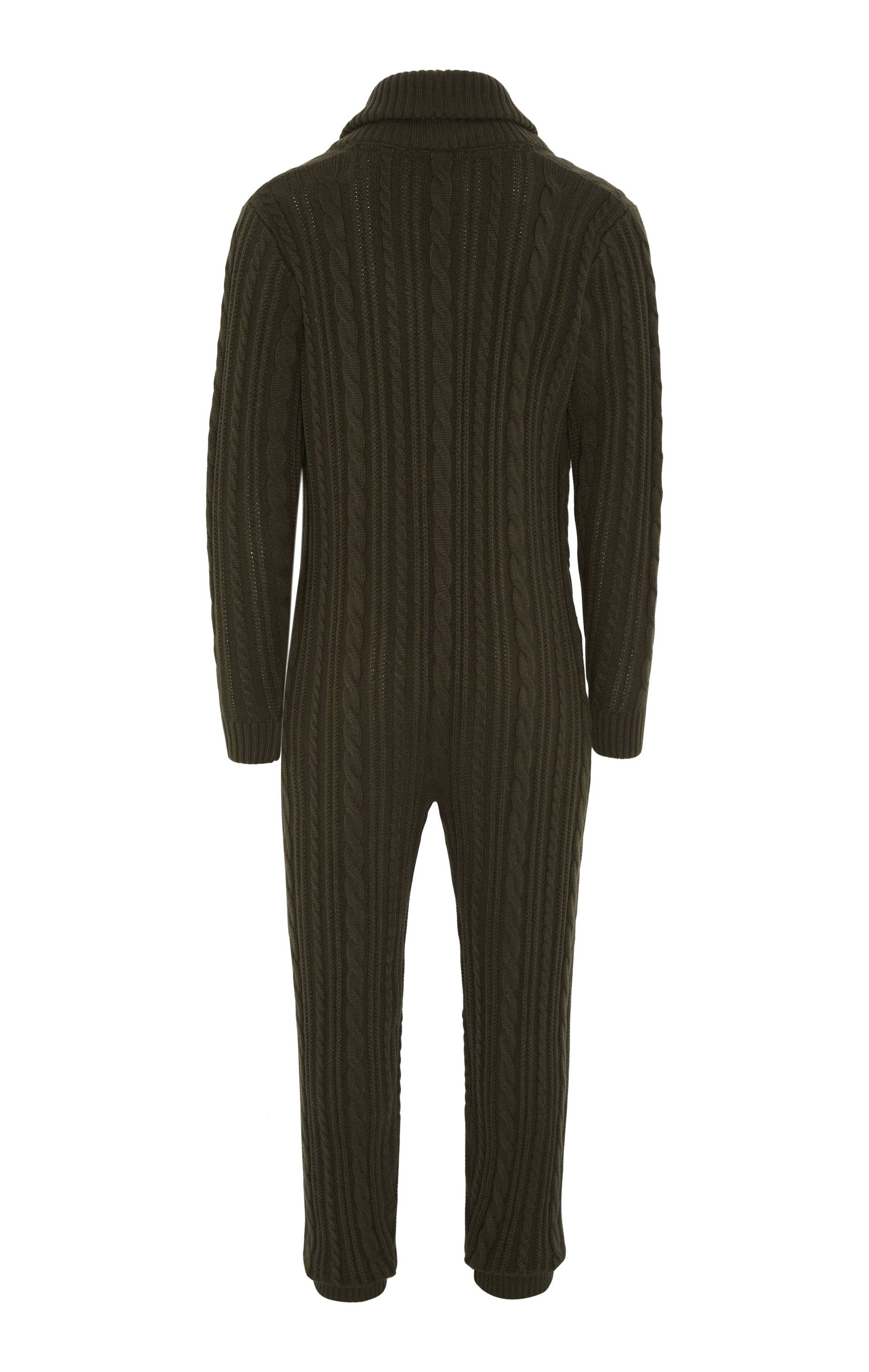 Onepiece Chunky Cardigan Jumpsuit Green - 2