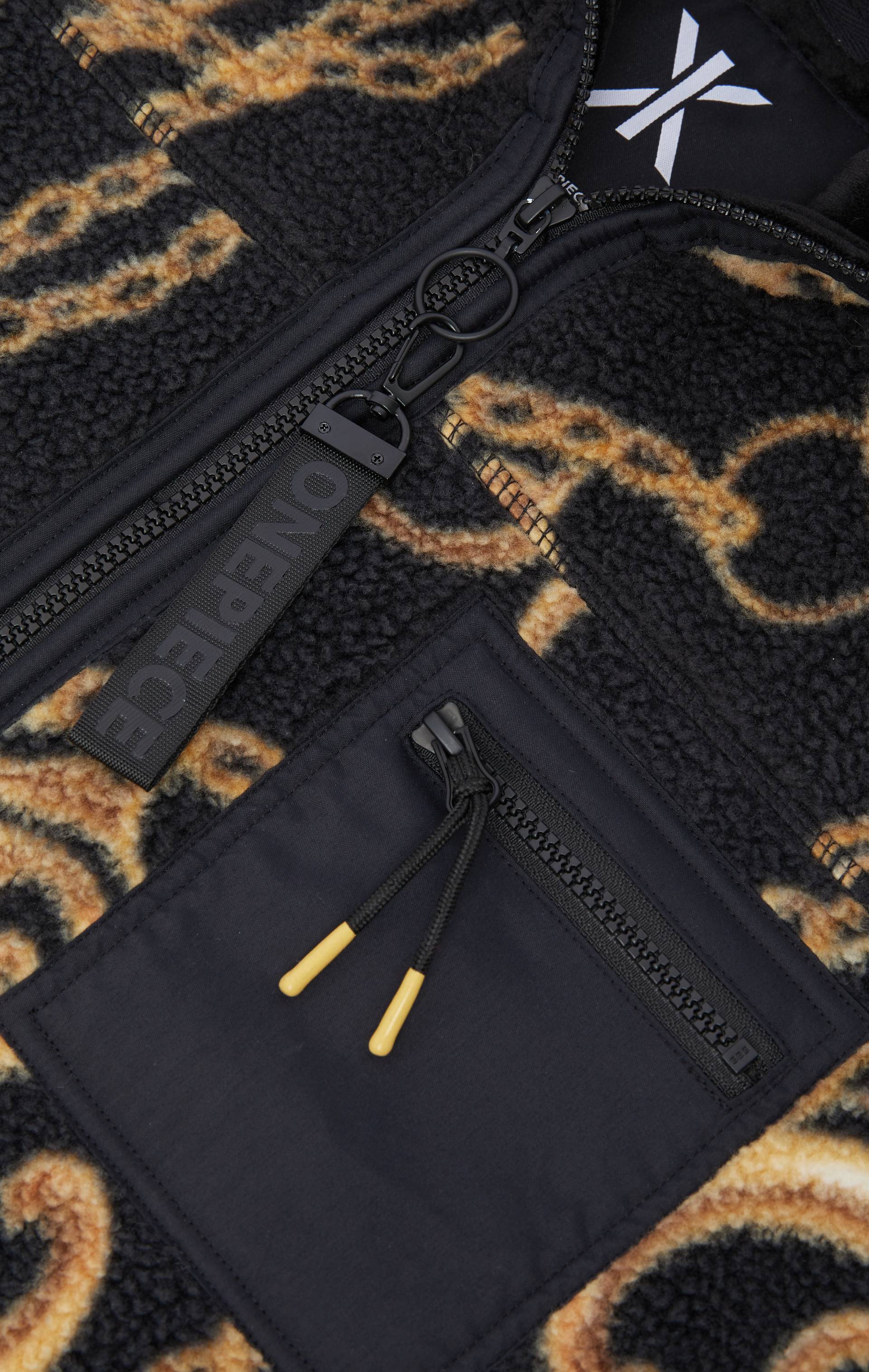Onepiece Gold Chain Fleece Jumpsuit Black - 7