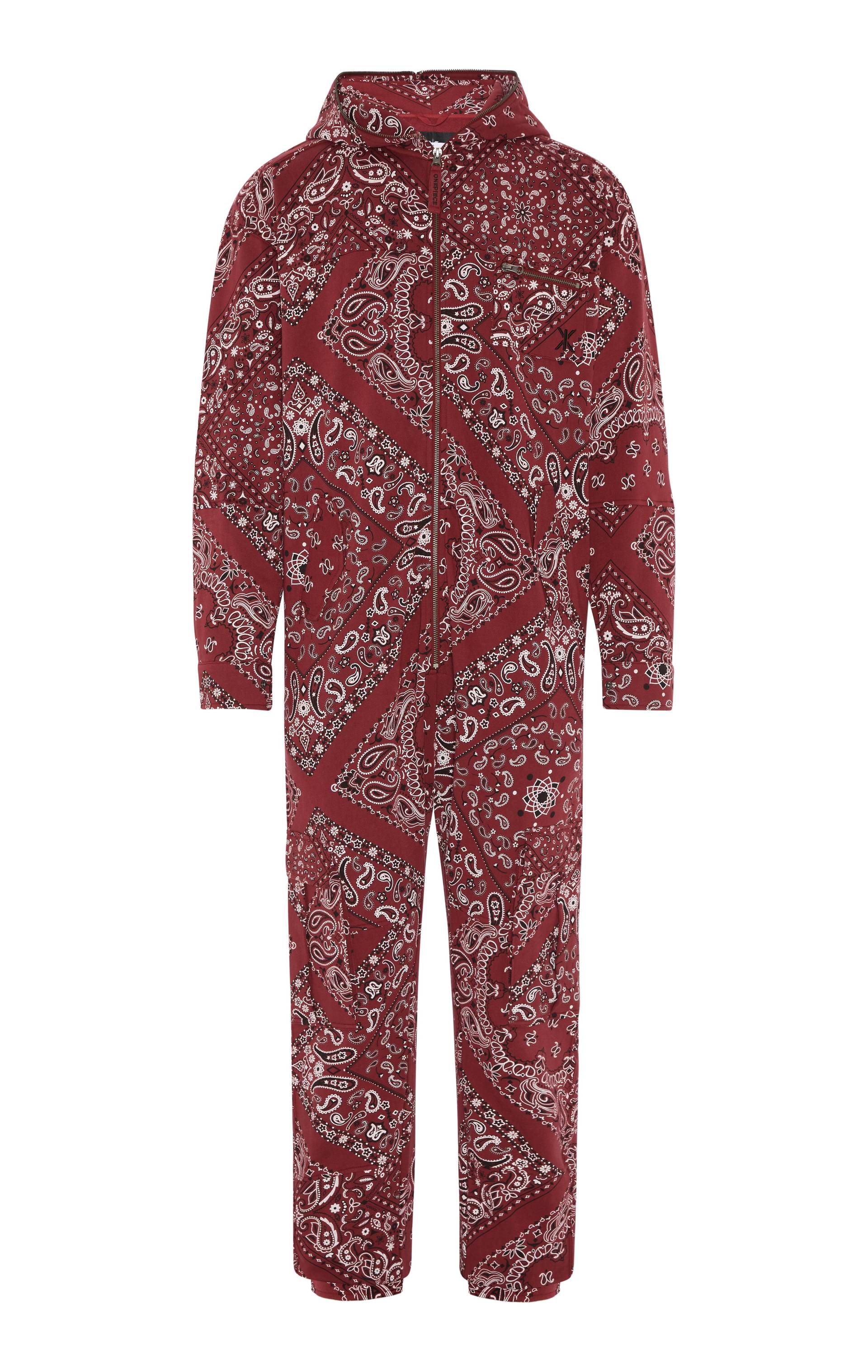 Onepiece Cargo Baggy Paisley Jumpsuit Red - 1