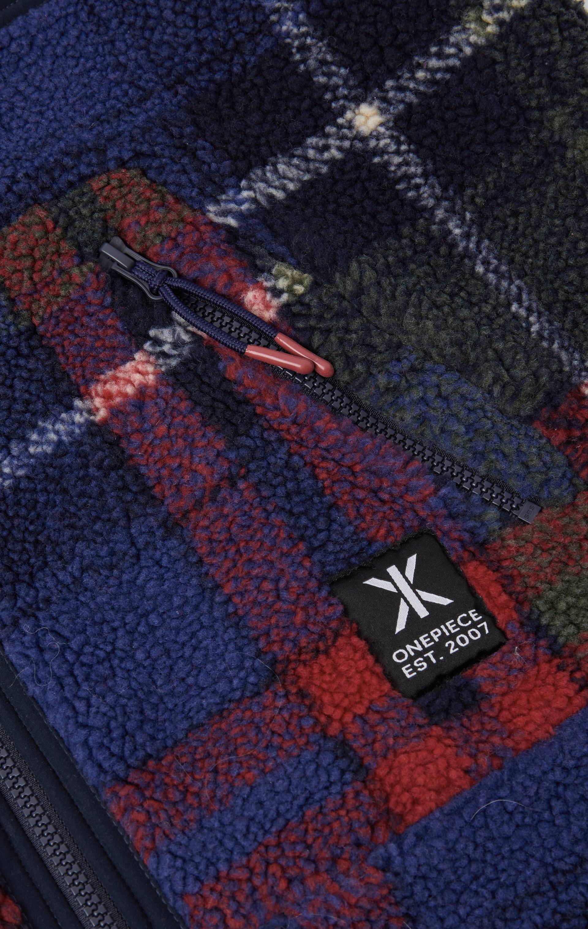 Onepiece Checkered Fleece Jumpsuit Blue - 8