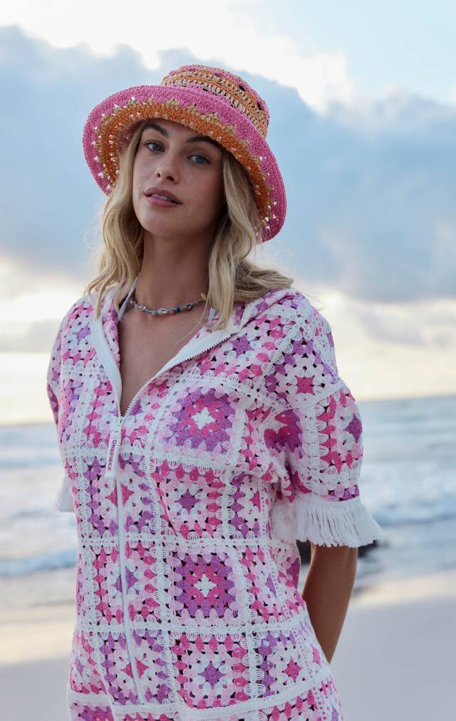 Onepiece Crochet Short Jumpsuit Pink - 5