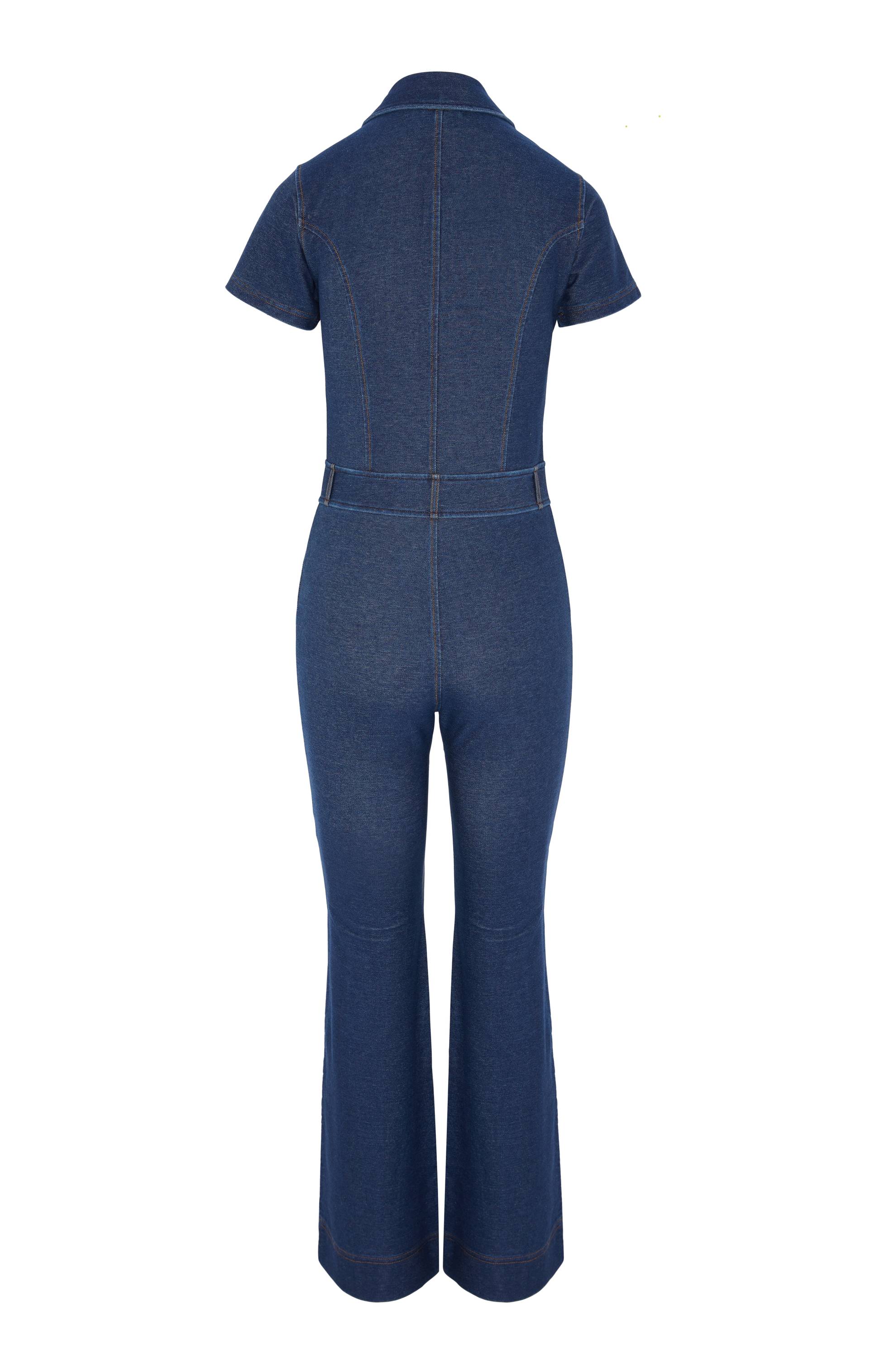 Onepiece Denim Fit and Flare Jumpsuit Blue - 2