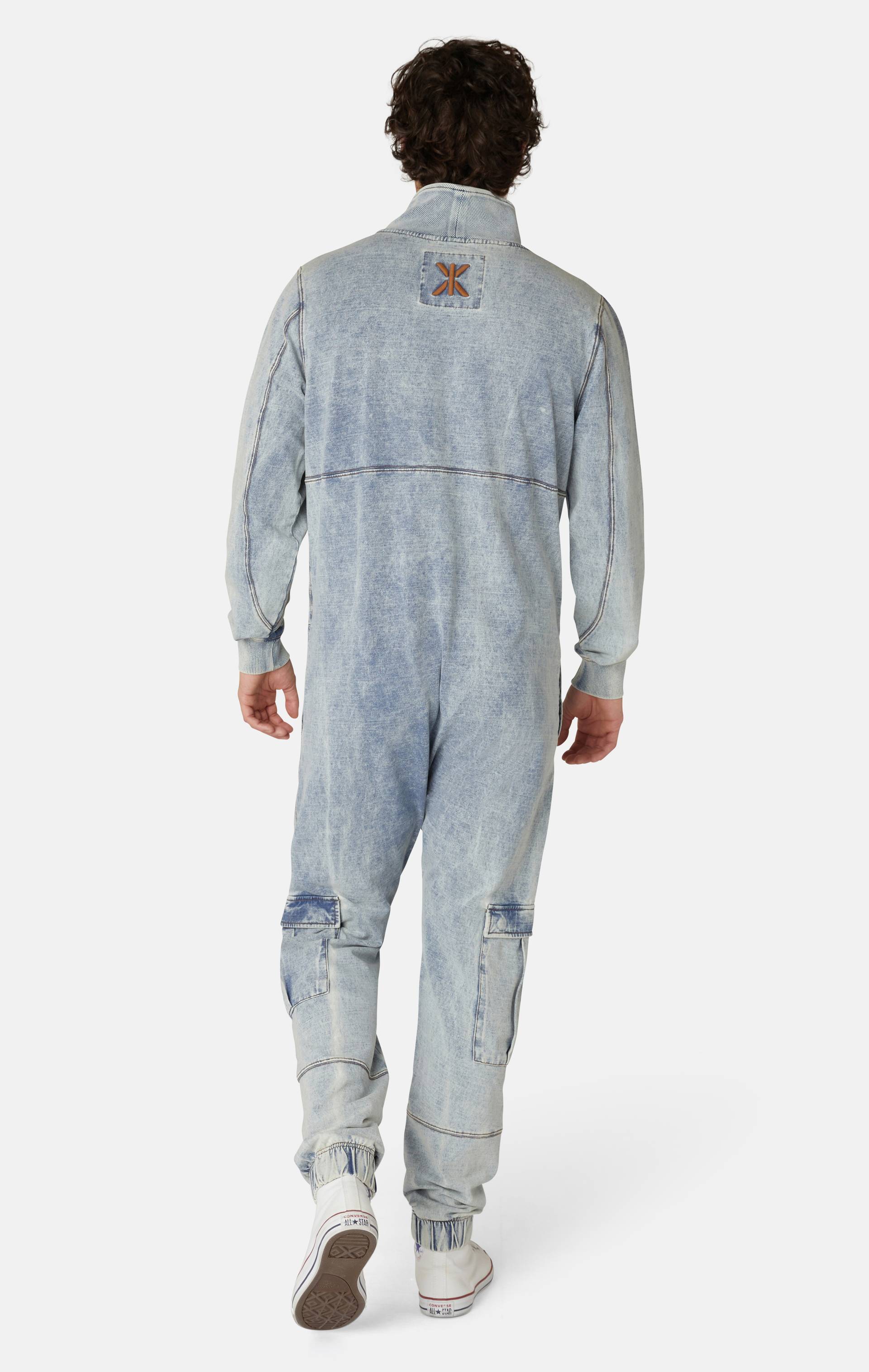 Onepiece Soft Stretch Denim Jumpsuit Blue - 3