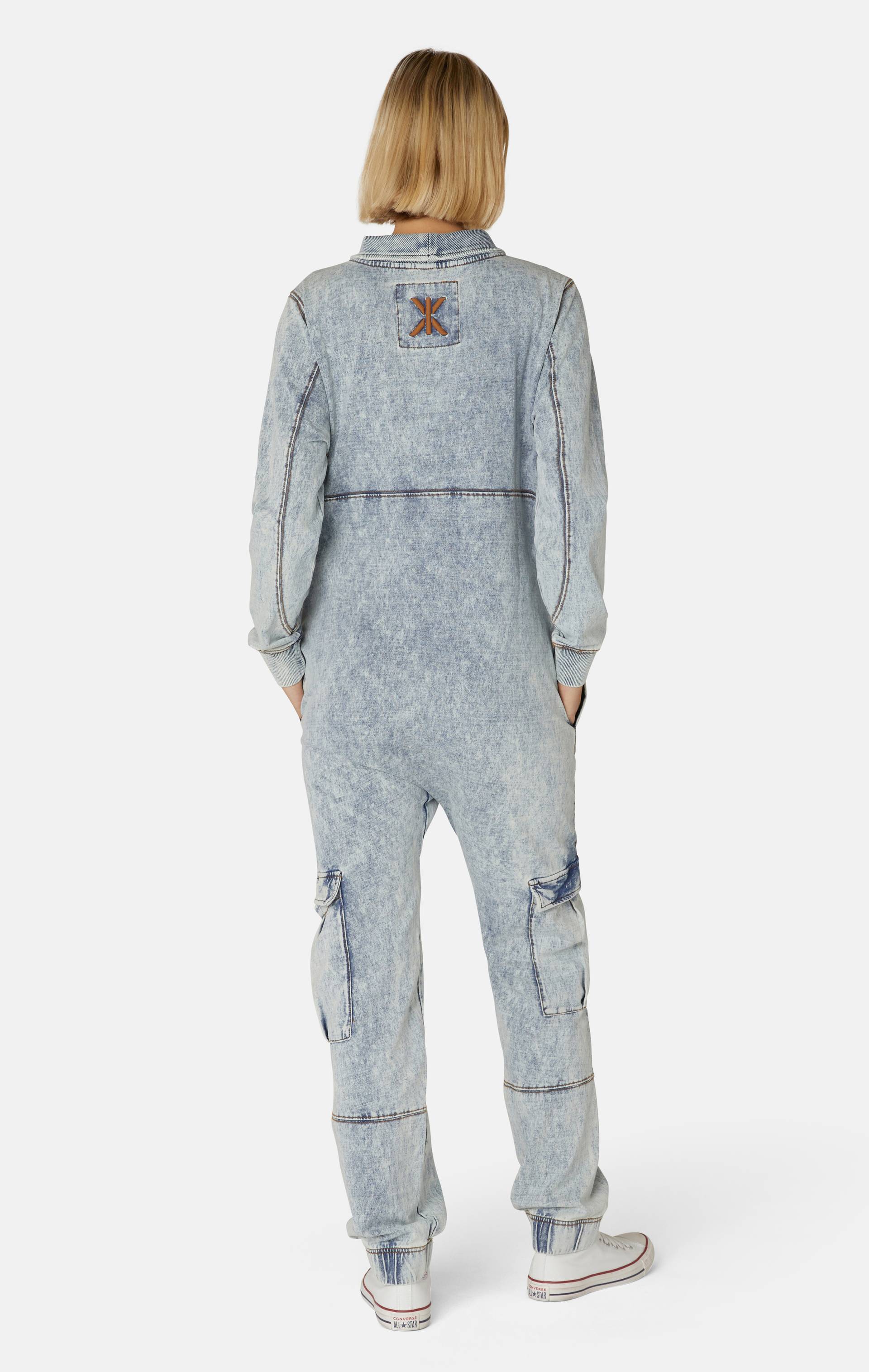 Onepiece Soft Stretch Denim Jumpsuit Blue - 5
