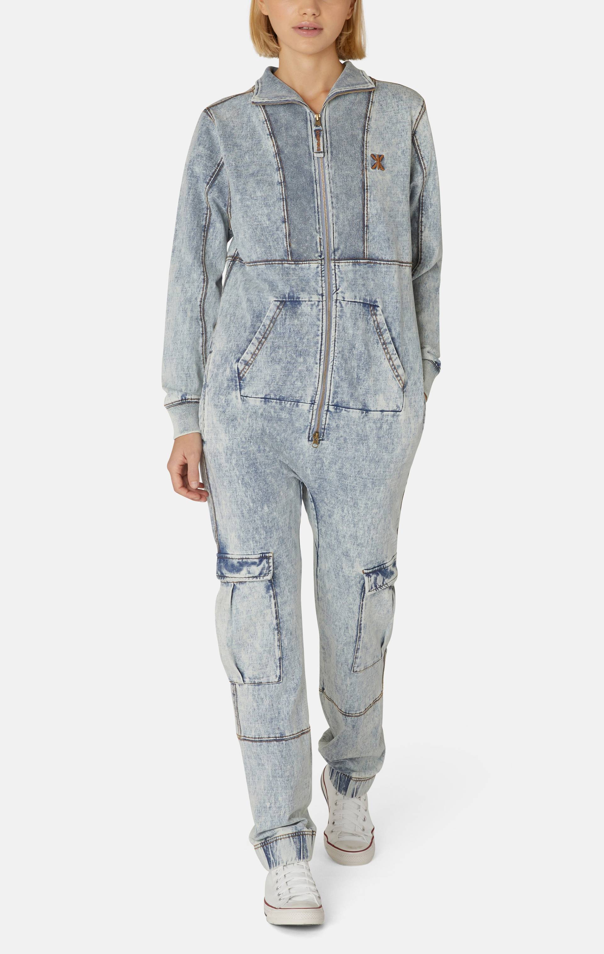 Onepiece Soft Stretch Denim Jumpsuit Blue - 4