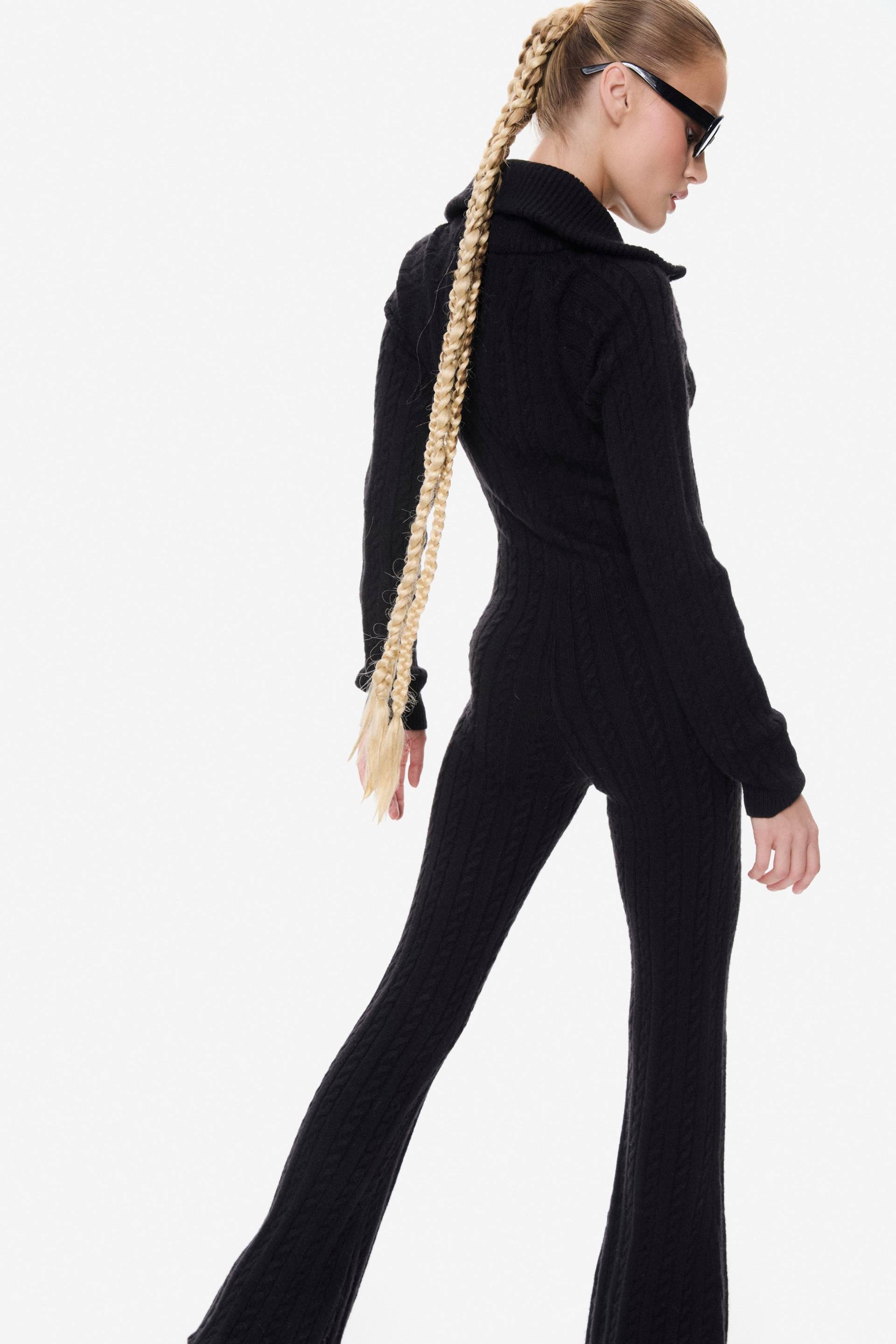 Onepiece Cable Fitted Jumpsuit Black - 7