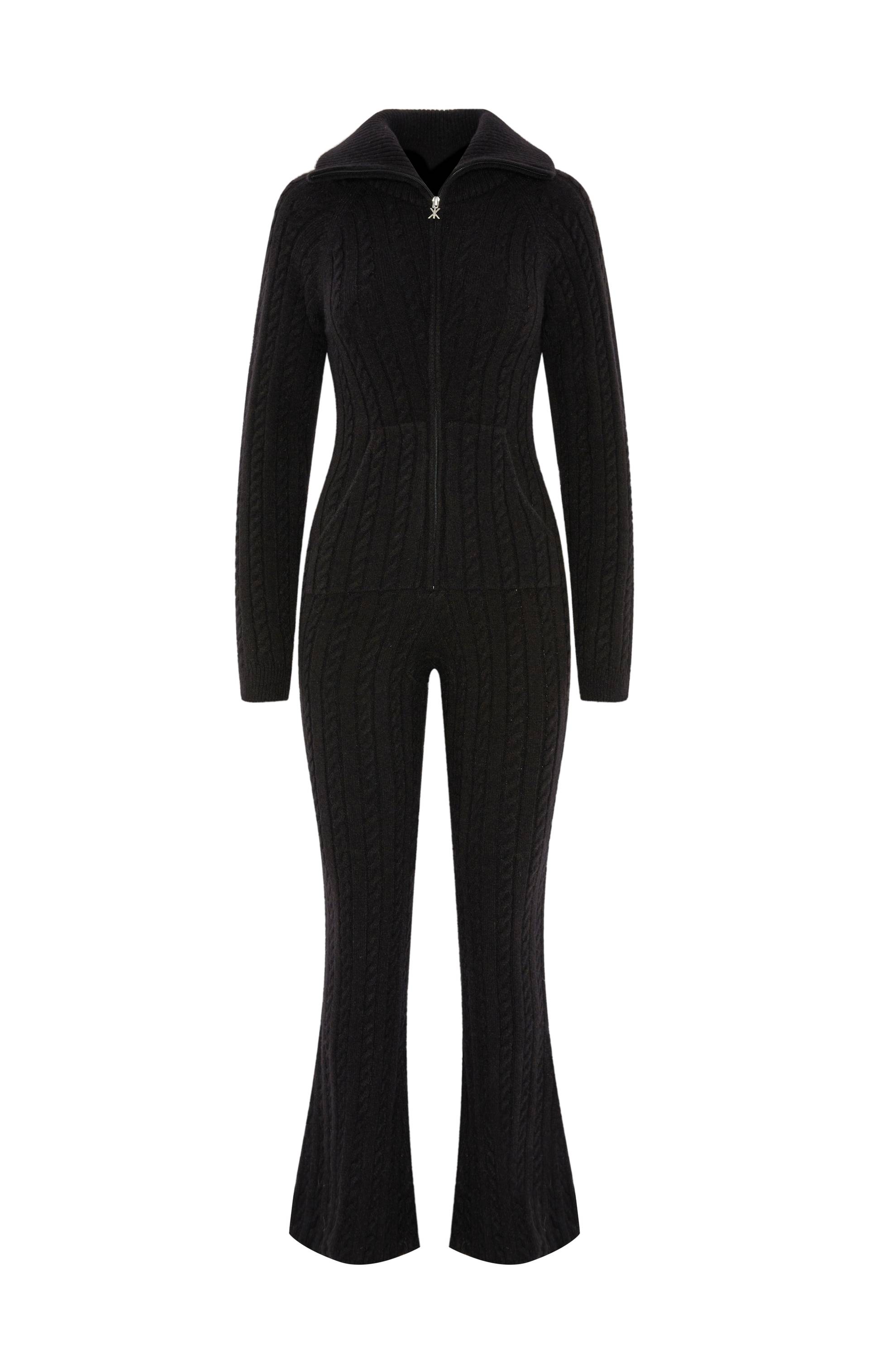 Onepiece Cable Fitted Jumpsuit Black - 1