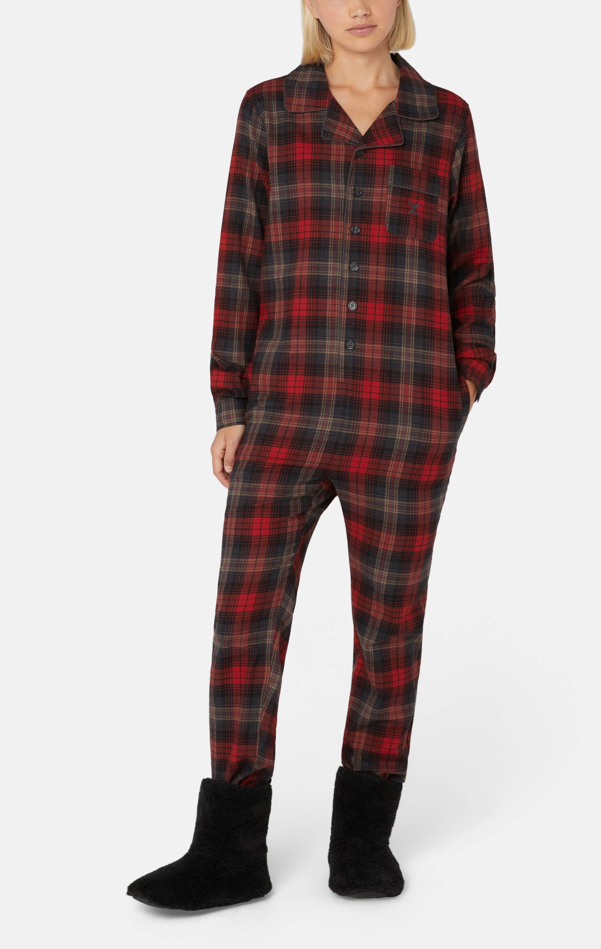 Onepiece The Checked Pyjamas Jumpsuit Red - 4