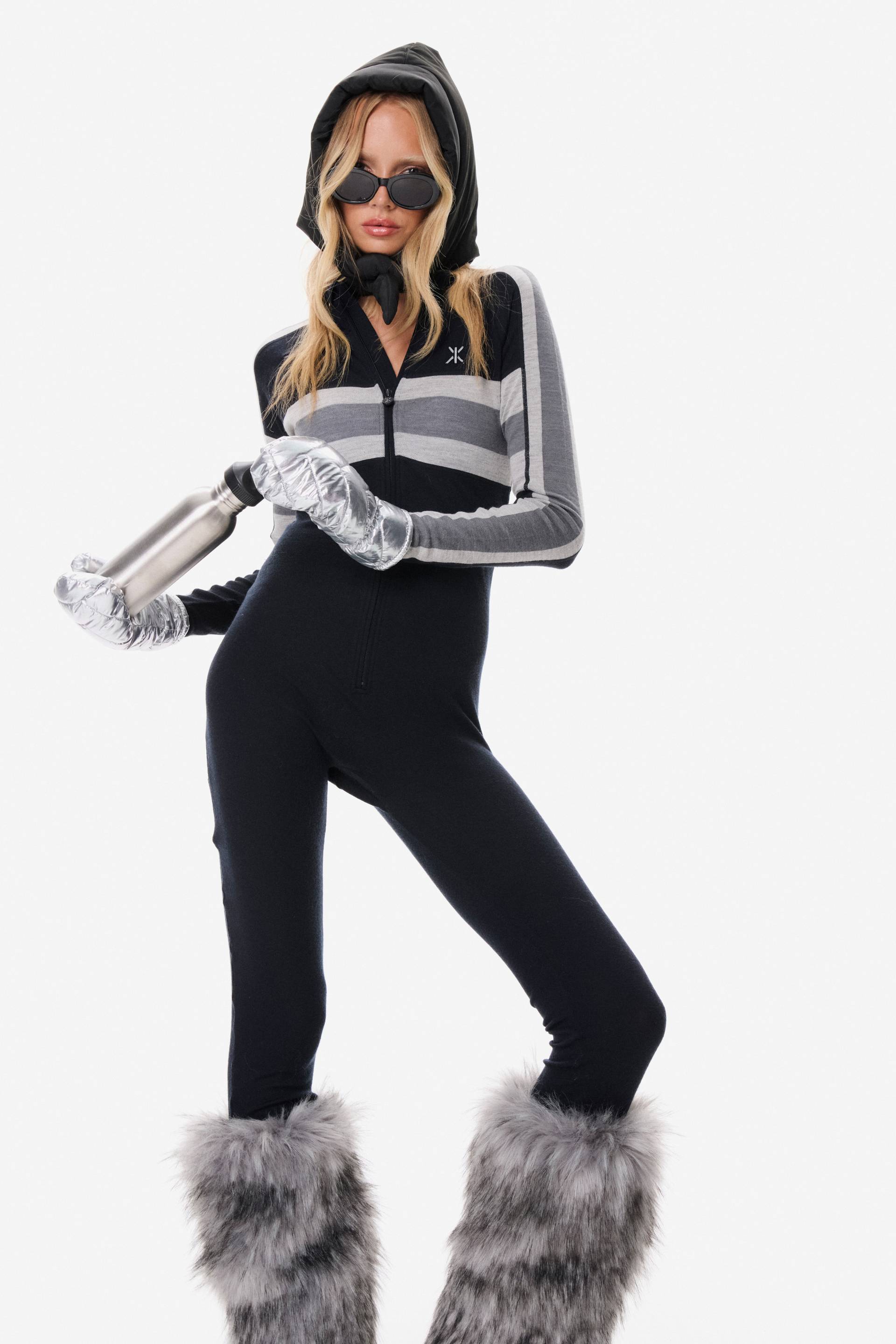 Onepiece Baselayer Fitted Jumpsuit Black/White - 4