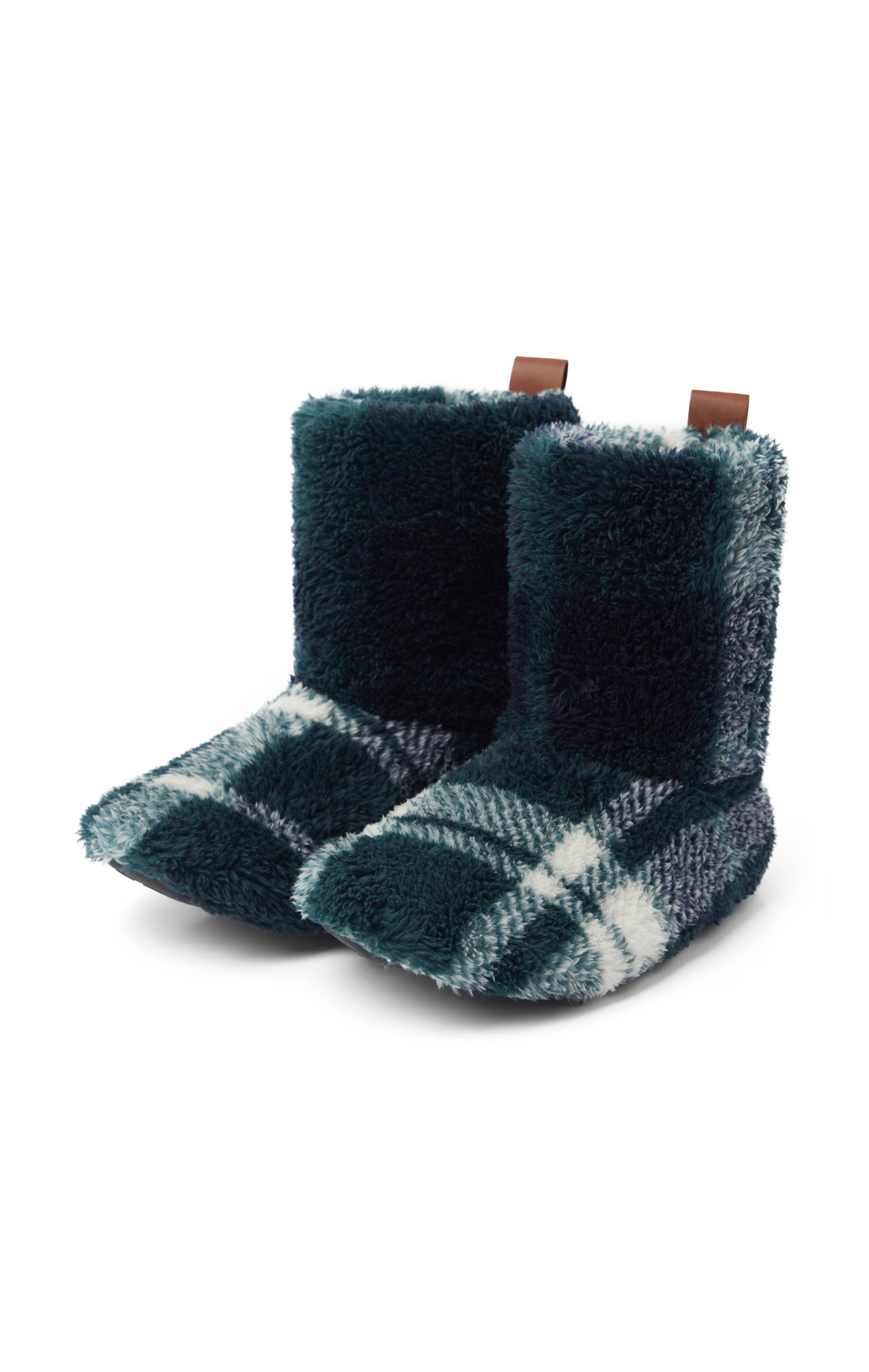 Onepiece Puppy Slippers Green Check - 1
