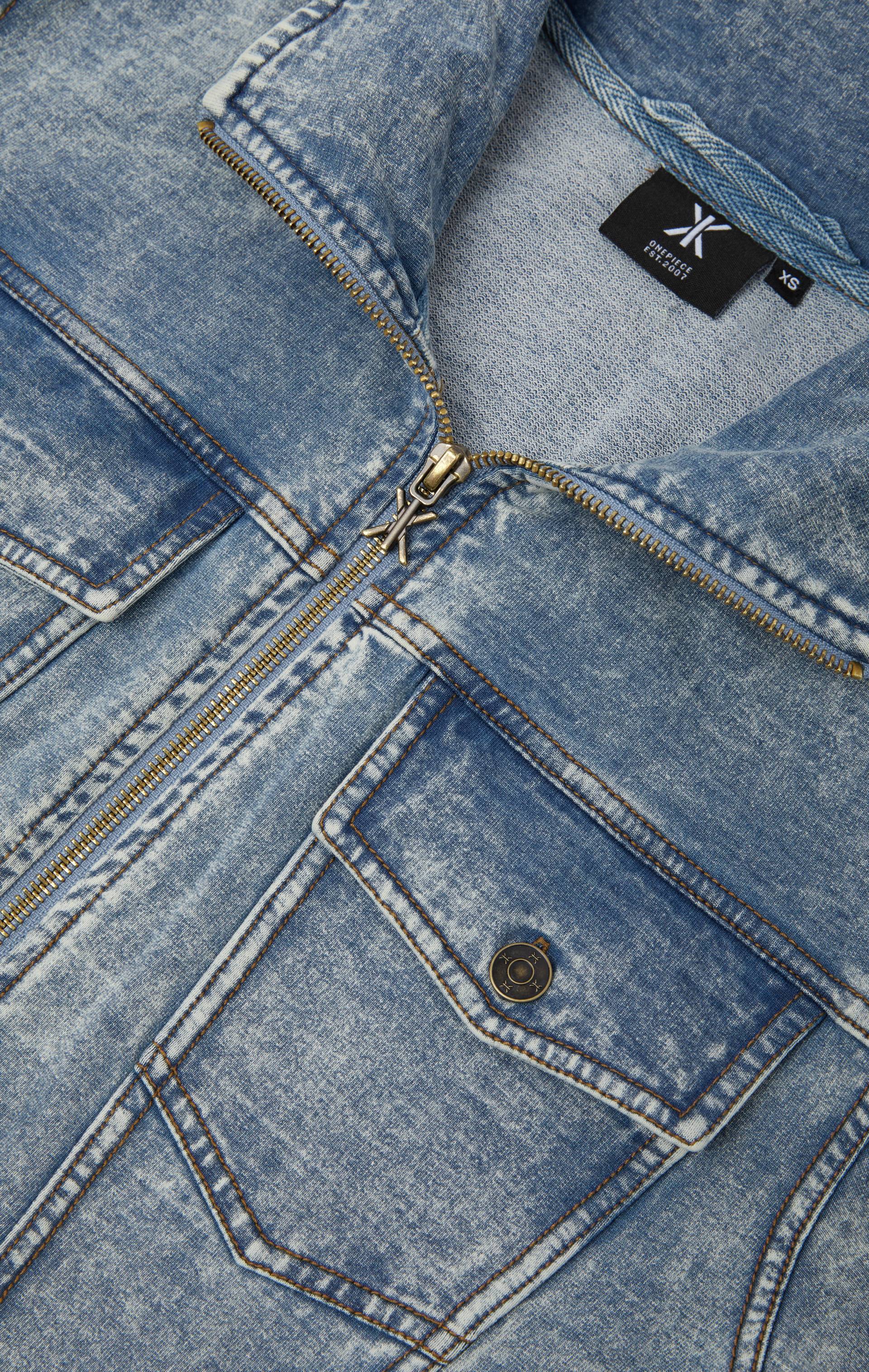 Onepiece Denim Loose Female Jumpsuit Light Blue - 4