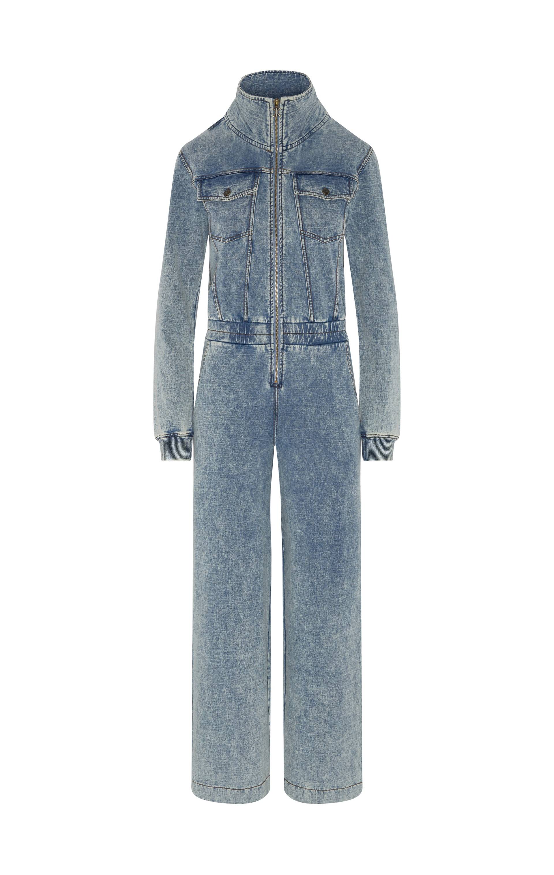 Onepiece Denim Loose Female Jumpsuit Light Blue - 1