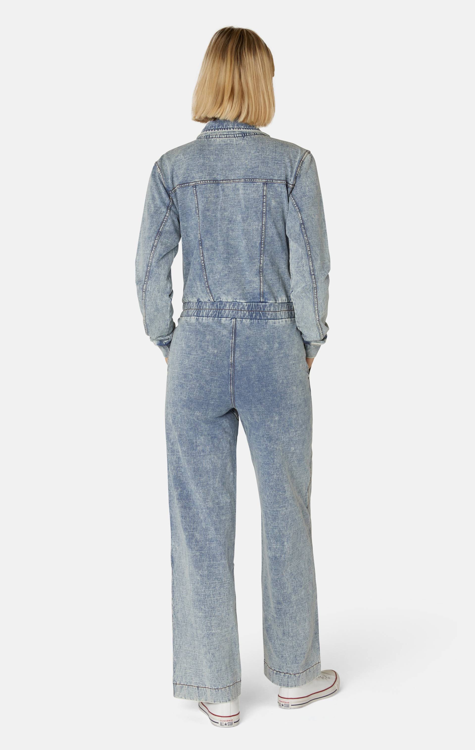 Onepiece Denim Loose Female Jumpsuit Light Blue - 3