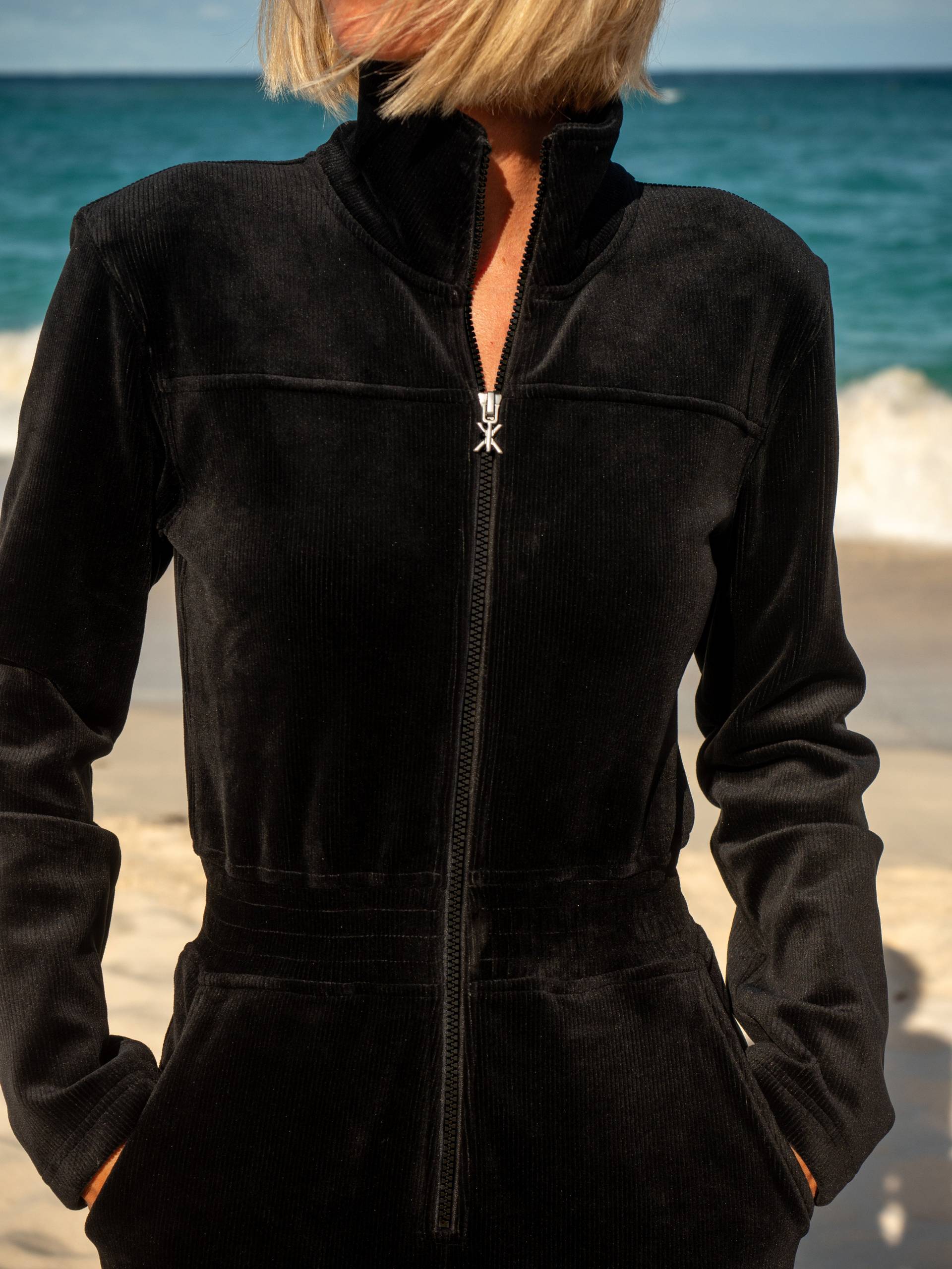 Onepiece Cord Loose Jumpsuit Black - 7