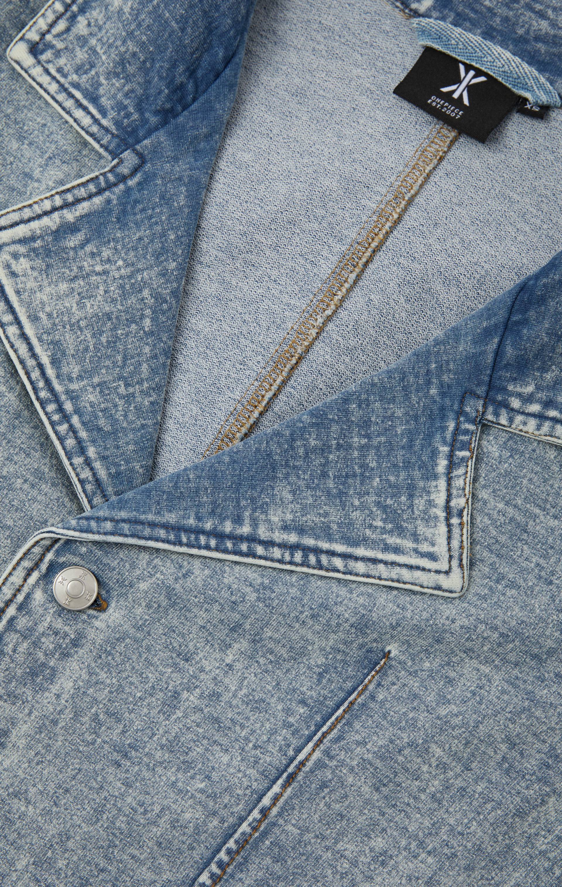 Onepiece Denim Fitted Short Jumpsuit Light Blue - 5