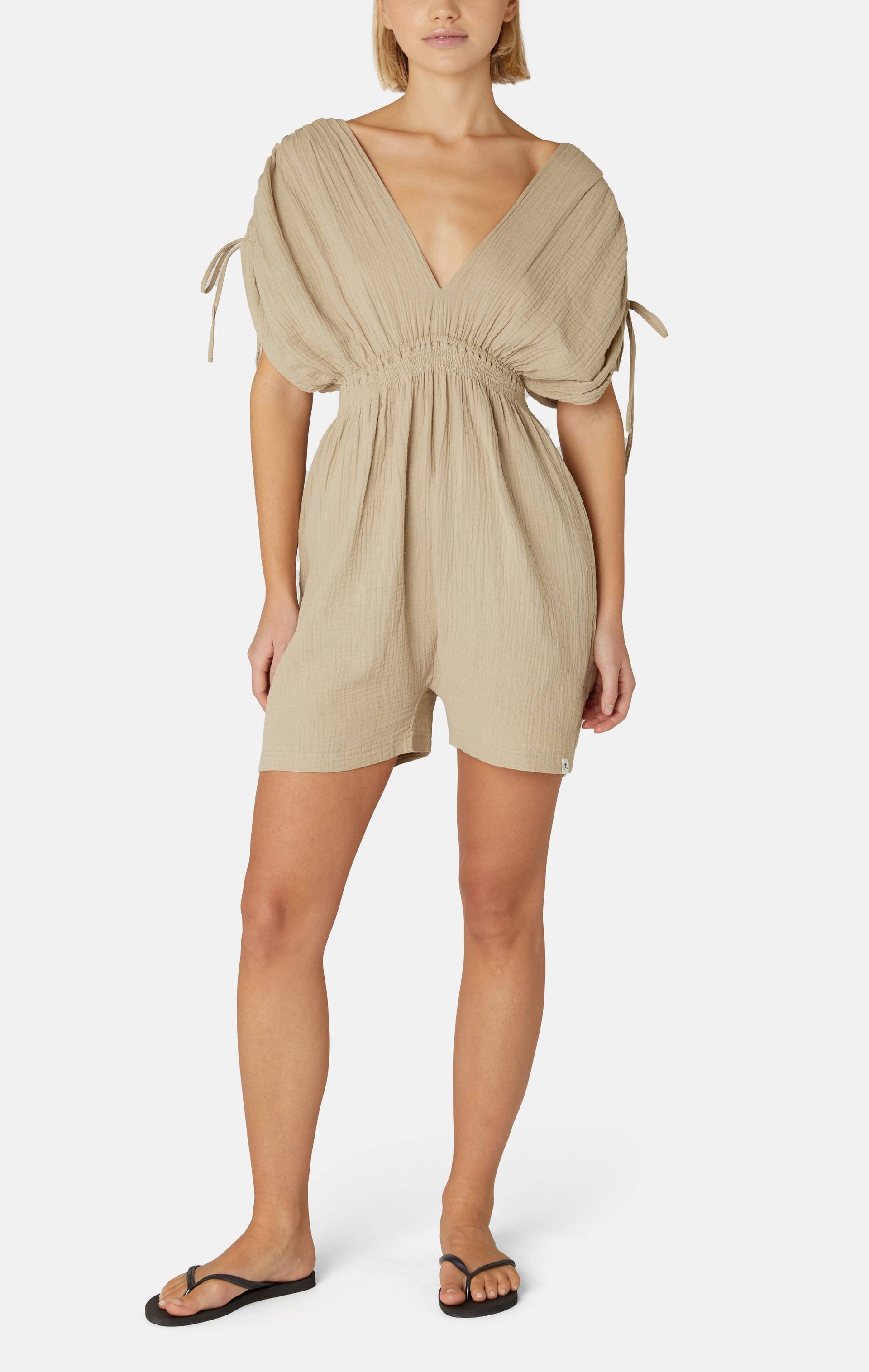 Onepiece Boho Female Jumpsuit Light Beige - 2