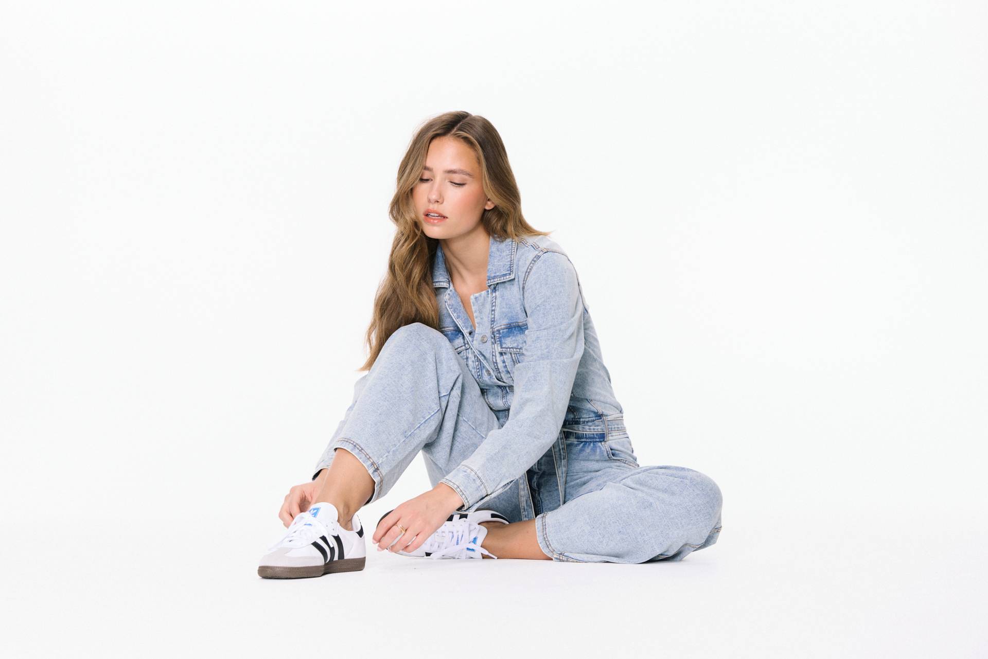 Onepiece Denim Comfort Fitted Jumpsuit Blue - 7