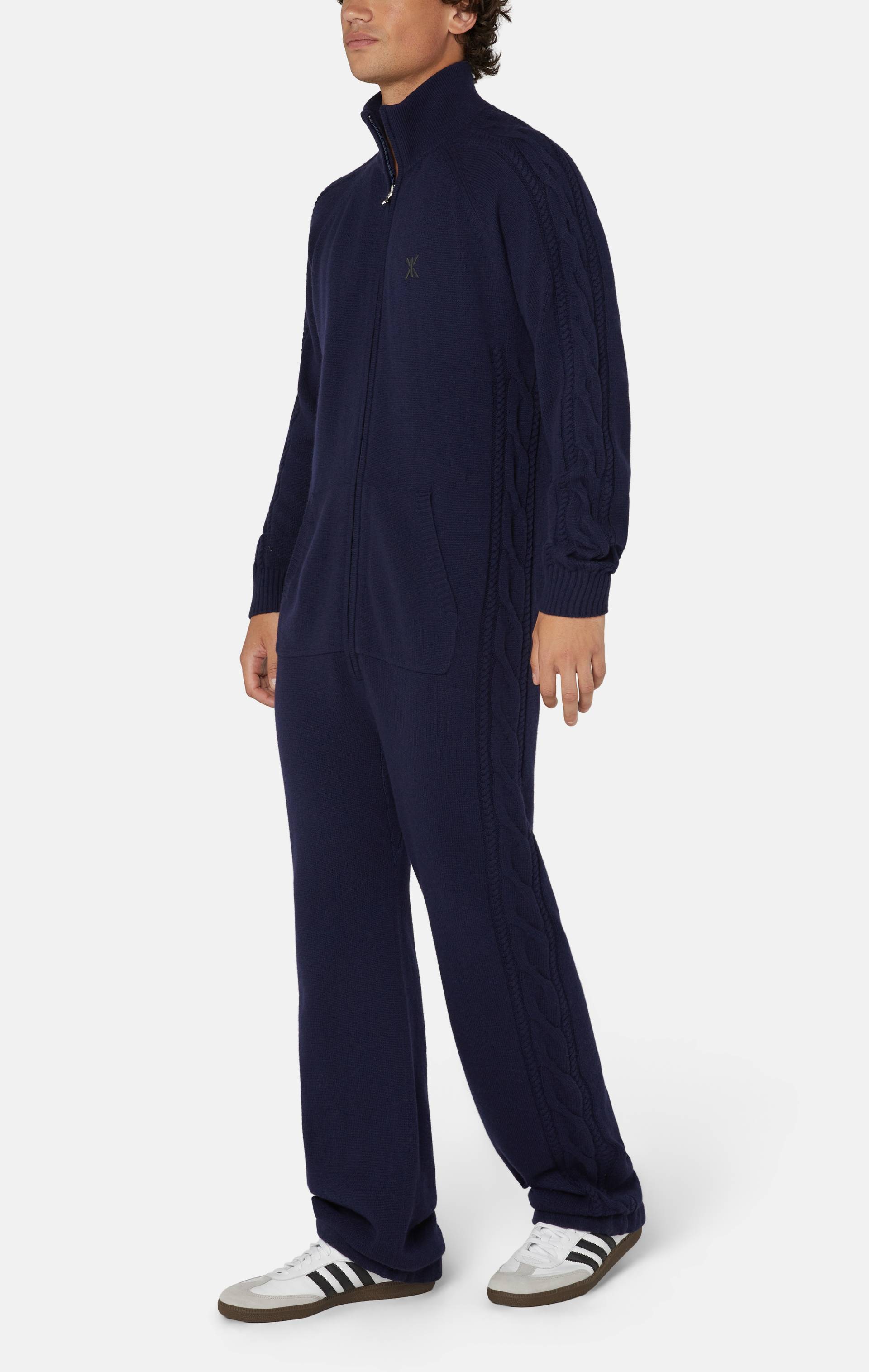 Onepiece Cable Lux Cashmere Jumpsuit Navy - 2