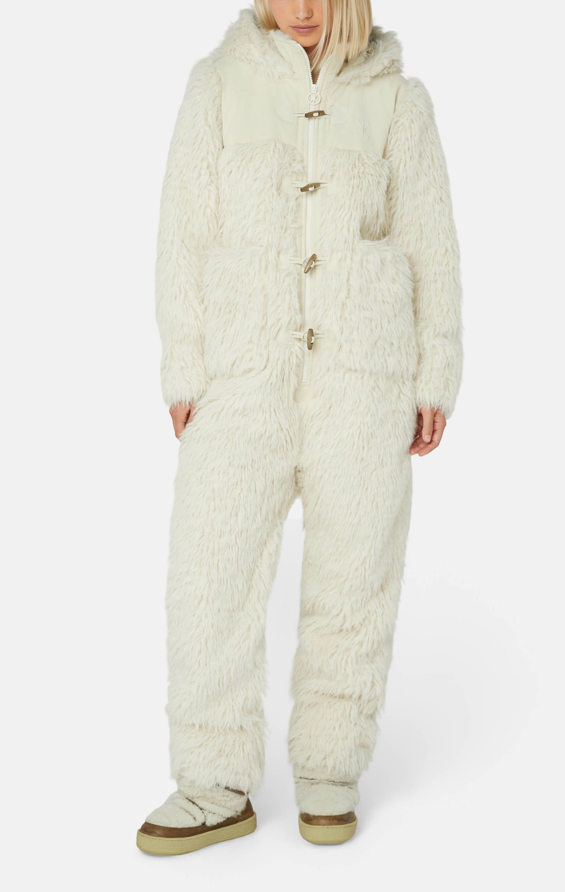 Onepiece Vanilla Fur Jumpsuit Off White - 4