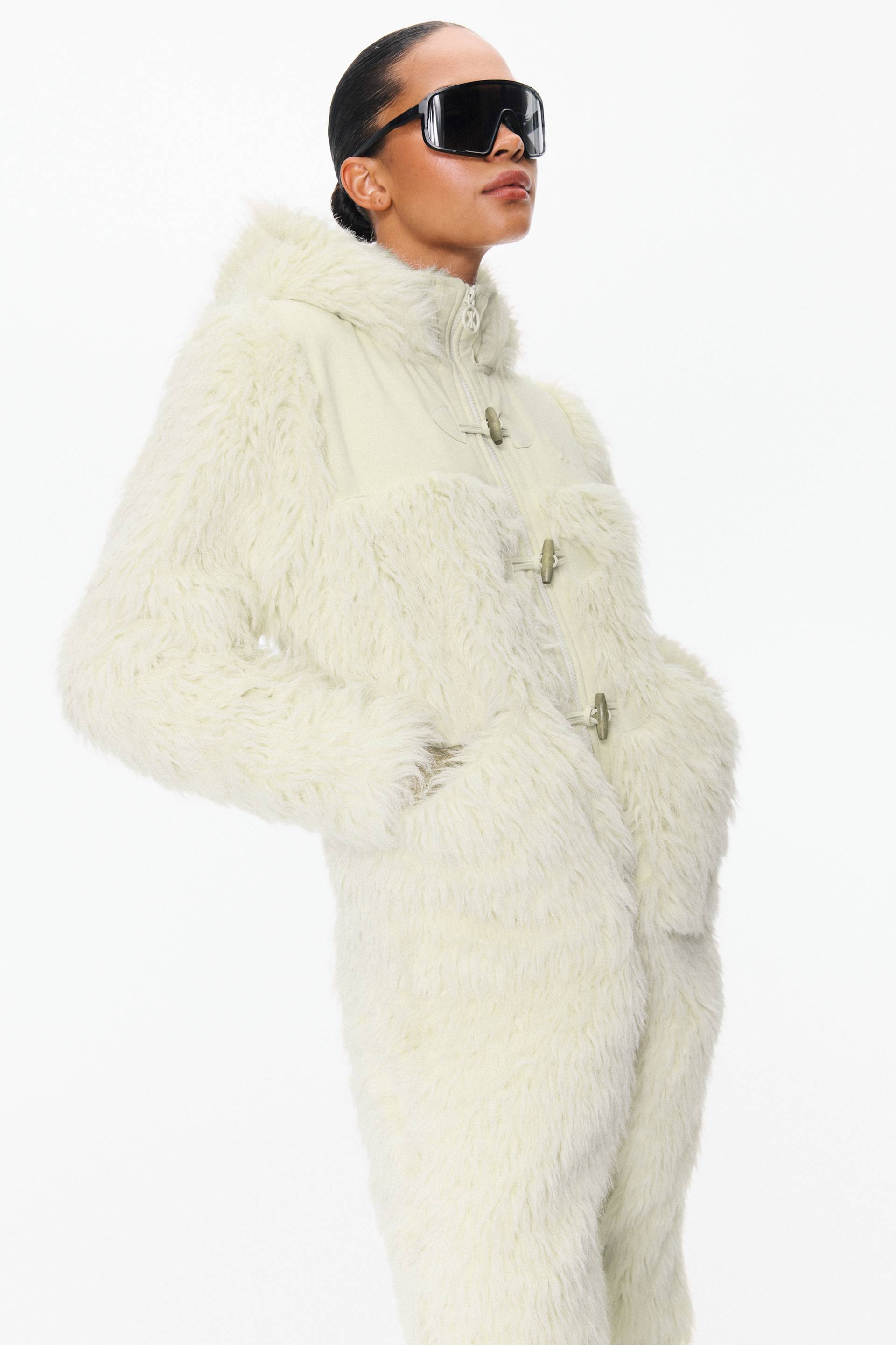 Onepiece Vanilla Fur Jumpsuit Off White - 12