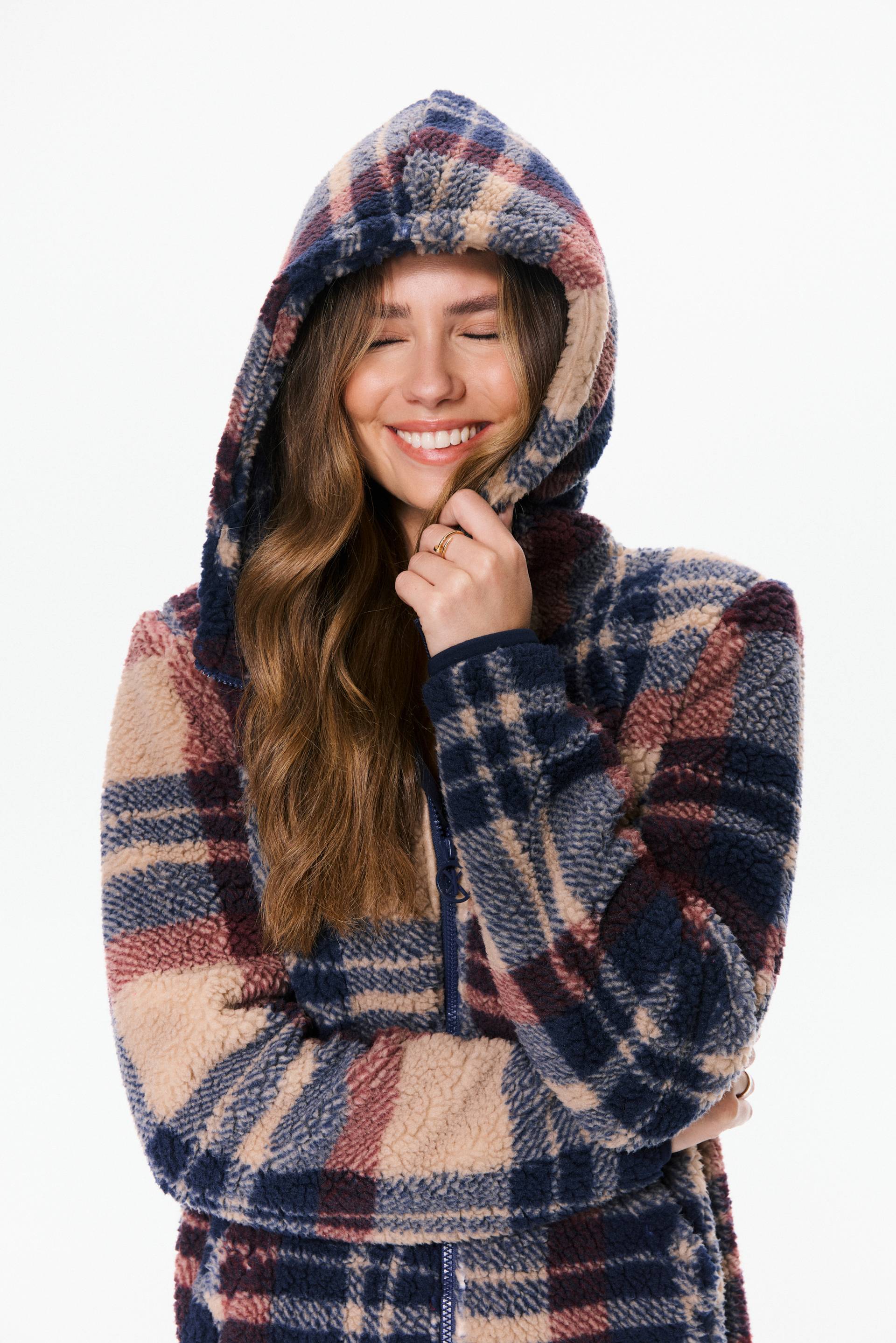 Onepiece Earthy Fleece Jumpsuit Brown Check - 11