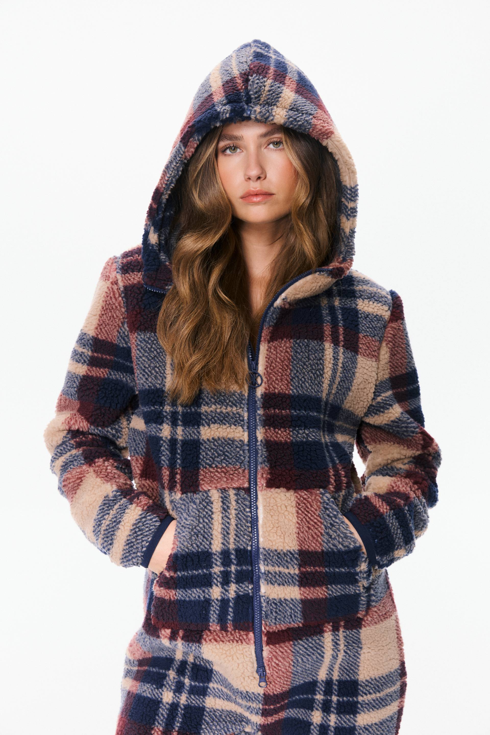 Onepiece Earthy Fleece Jumpsuit Brown Check - 12